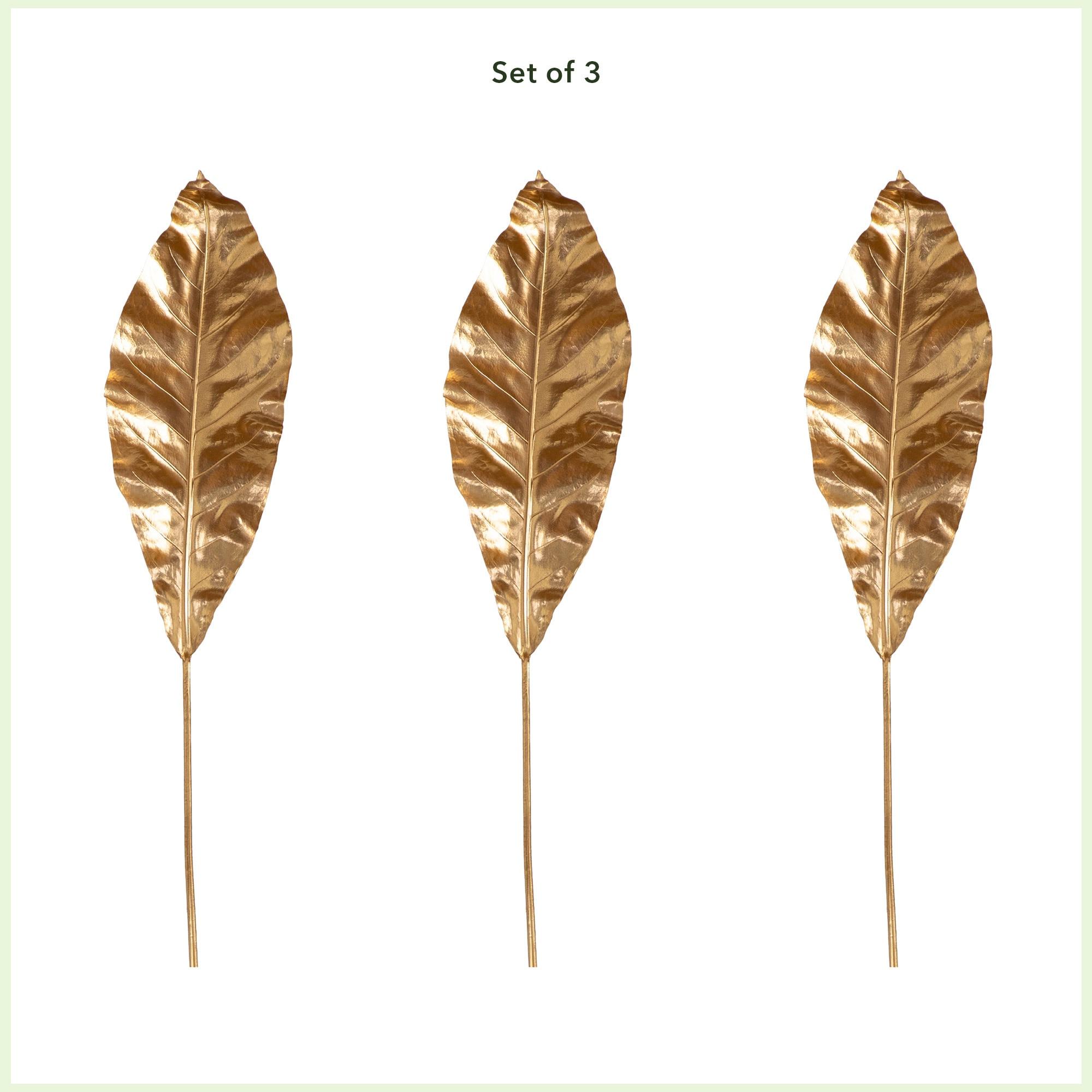 42in. Artificial Palm Gold Stems, Set of 3