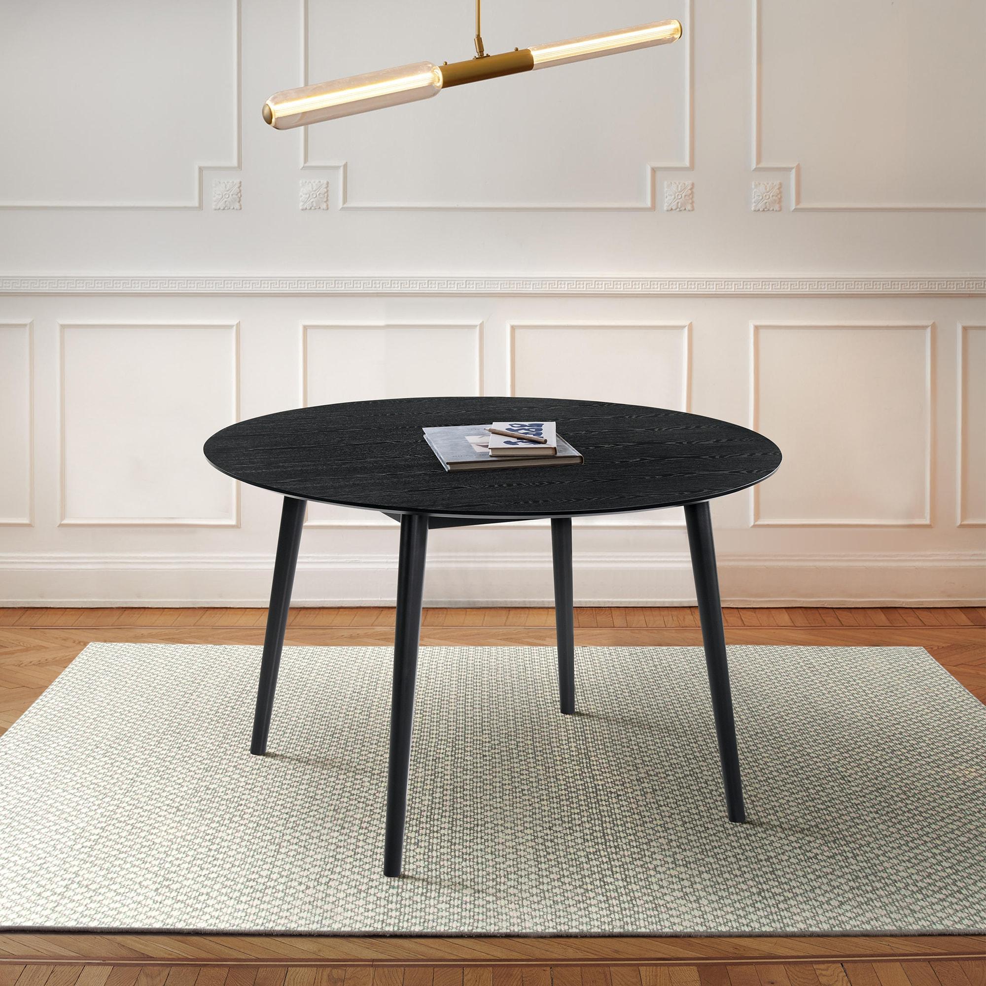 Armen Living Arcadia 48"Round Modern Wood Dining Table in Black