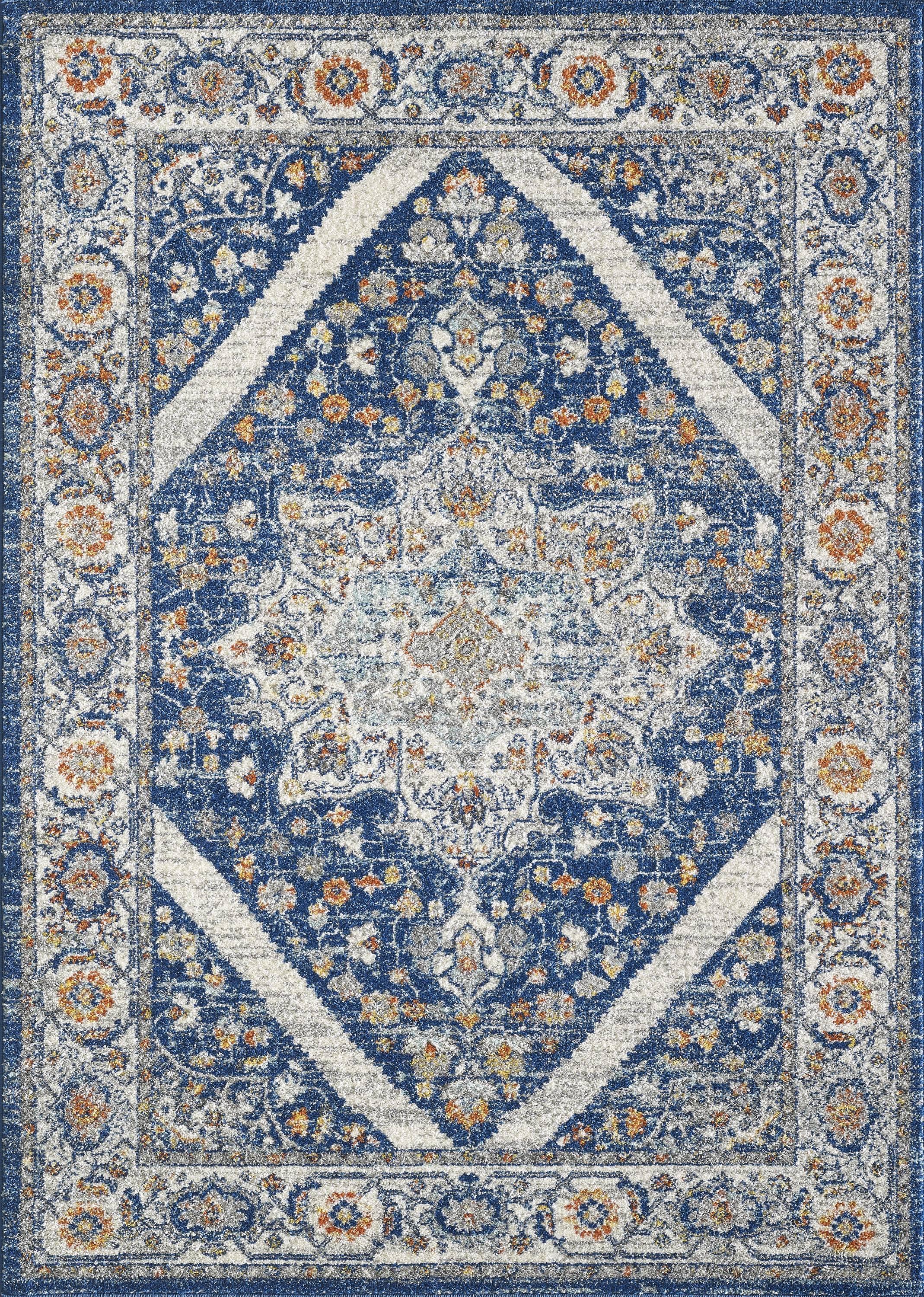 Totti Vintage 6' x 9' Rectangular Polypropylene Oriental Rug in Navy/Cream