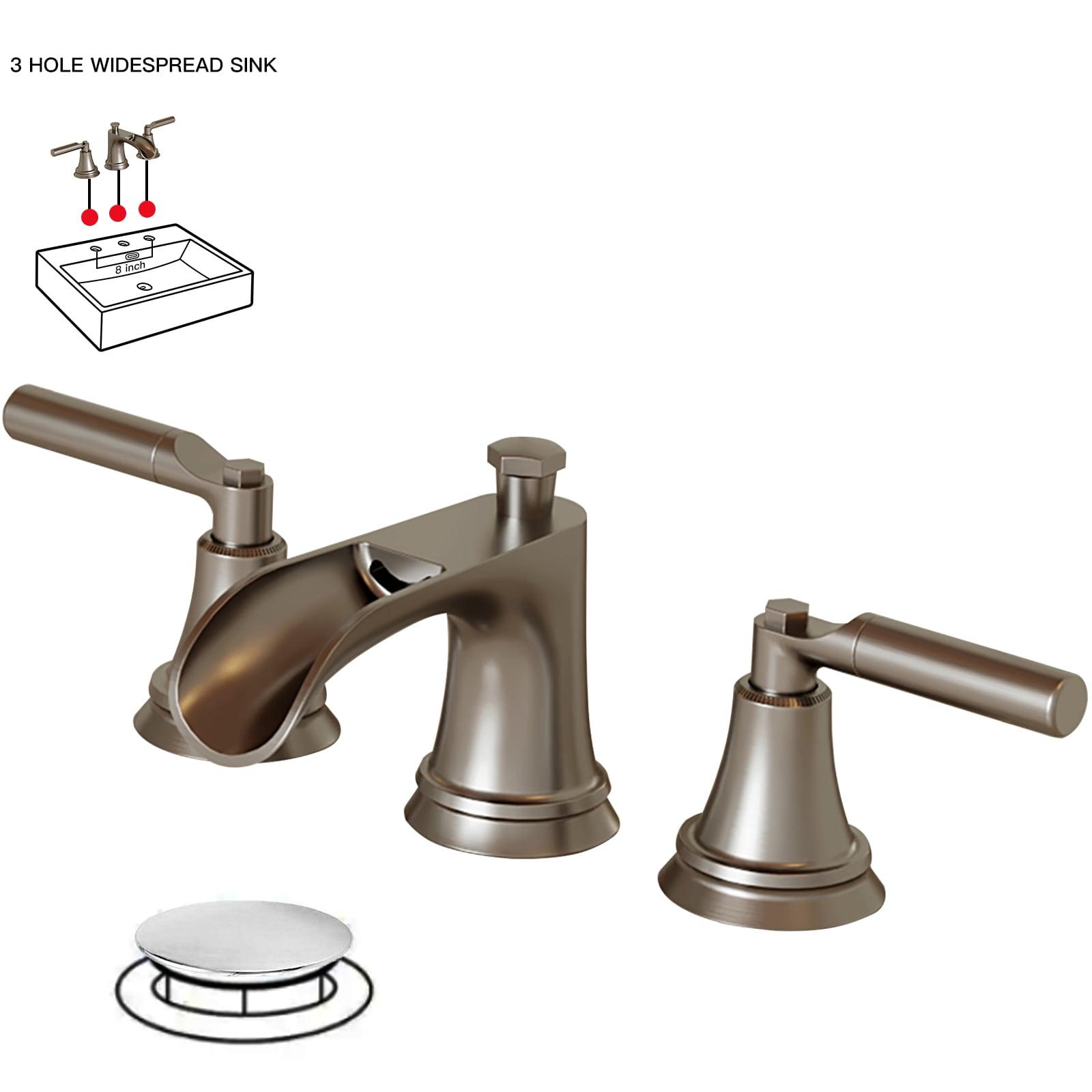 BWE 8 in. Widespread Double-Handle 3-Hole Waterfall Bathroom Faucet Water-Saving with Metal Drain