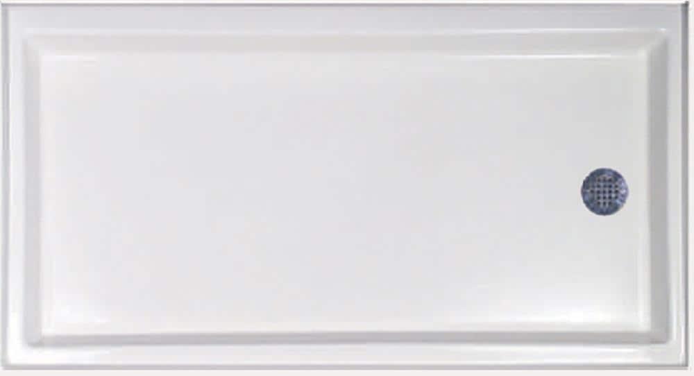 60'' White Acrylic Rectangular Shower Base with Right Drain