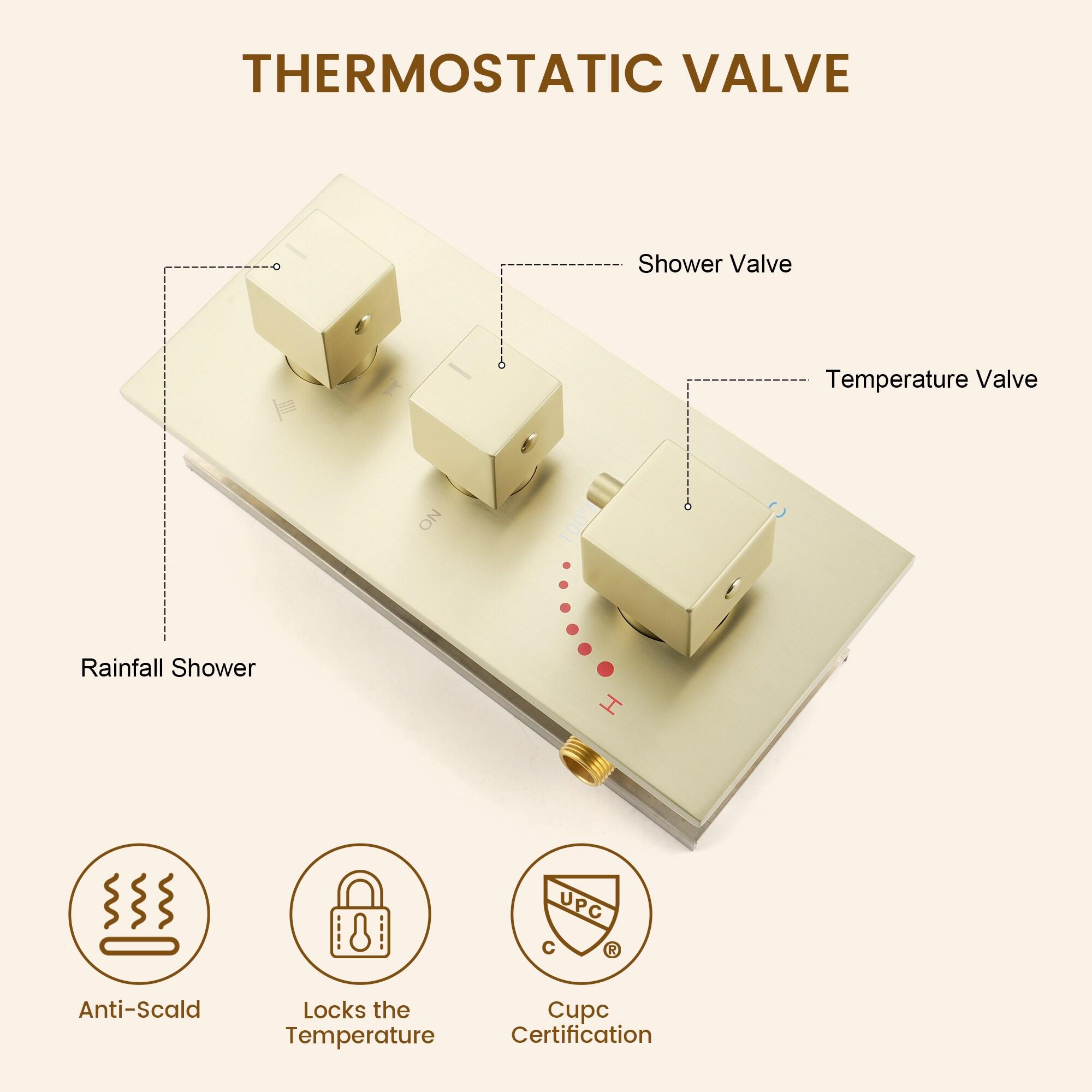 Brushed Gold Stainless Steel Multi-head Wall Mounted Shower System