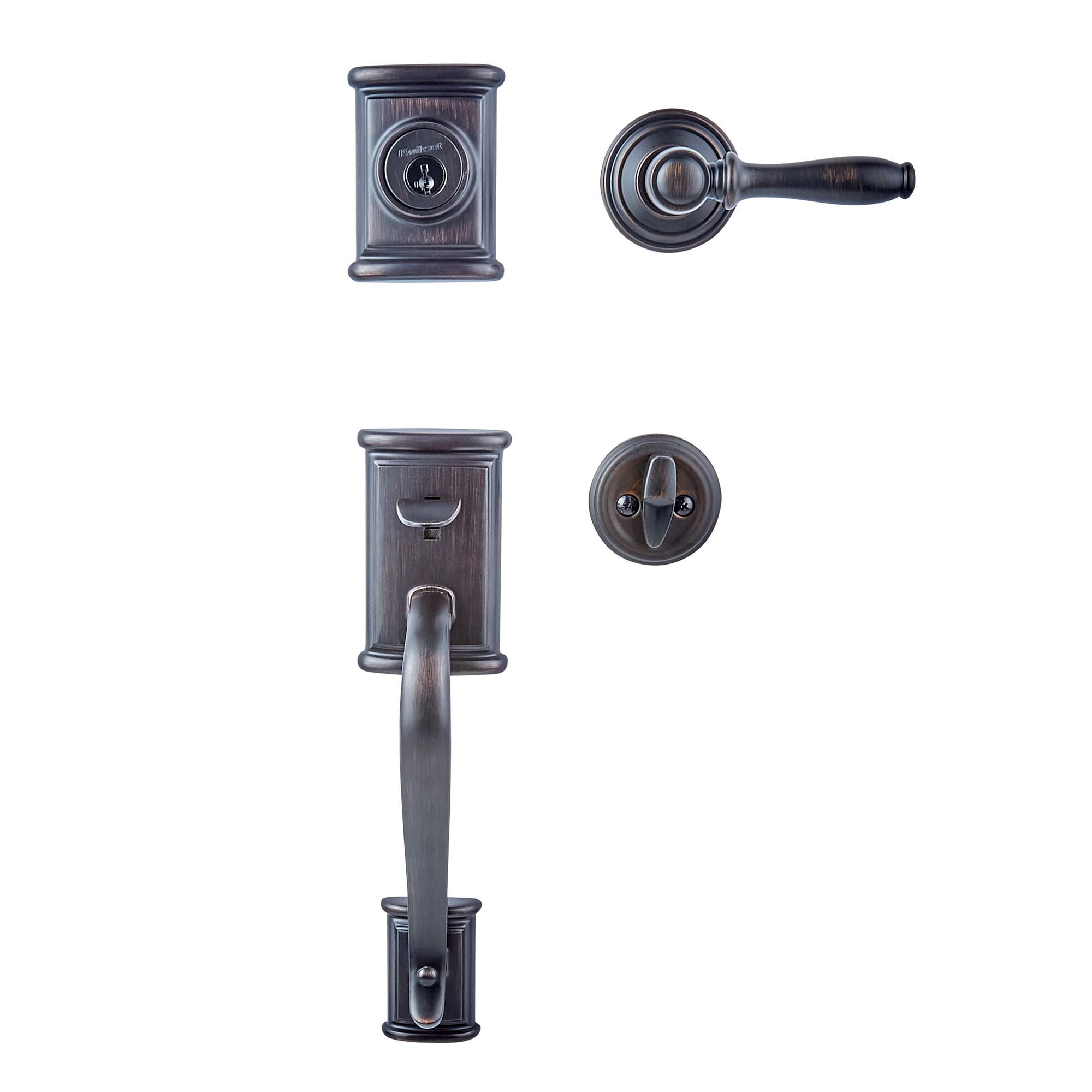 Kwikset Signature Series Ashfield Venetian Bronze Single-Cylinder Deadbolt Keyed entry door handleset with Ashfield Lever and SmartKey