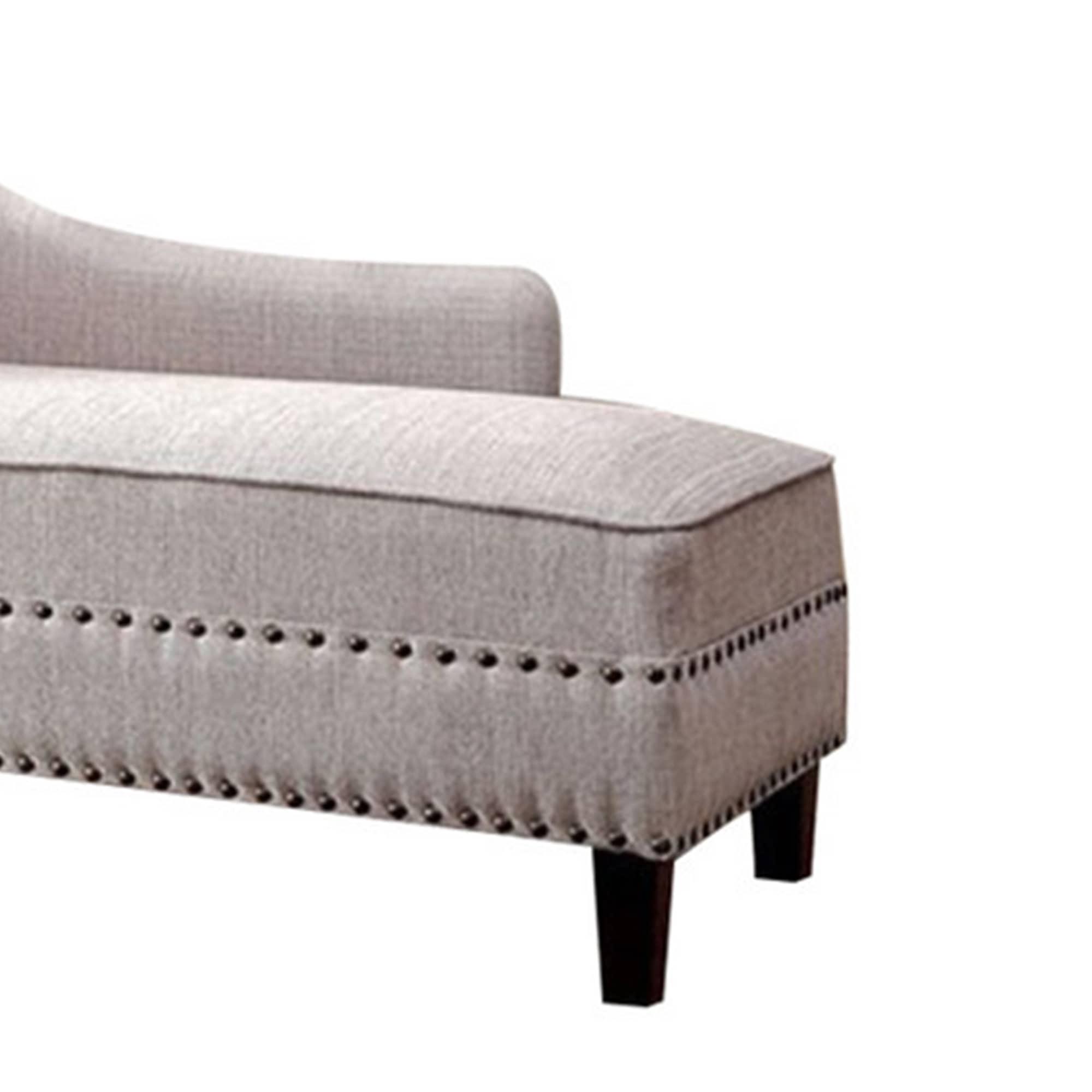 Benzara Contemporary Gray Linen Like Fabric Chaise-Color:Beige