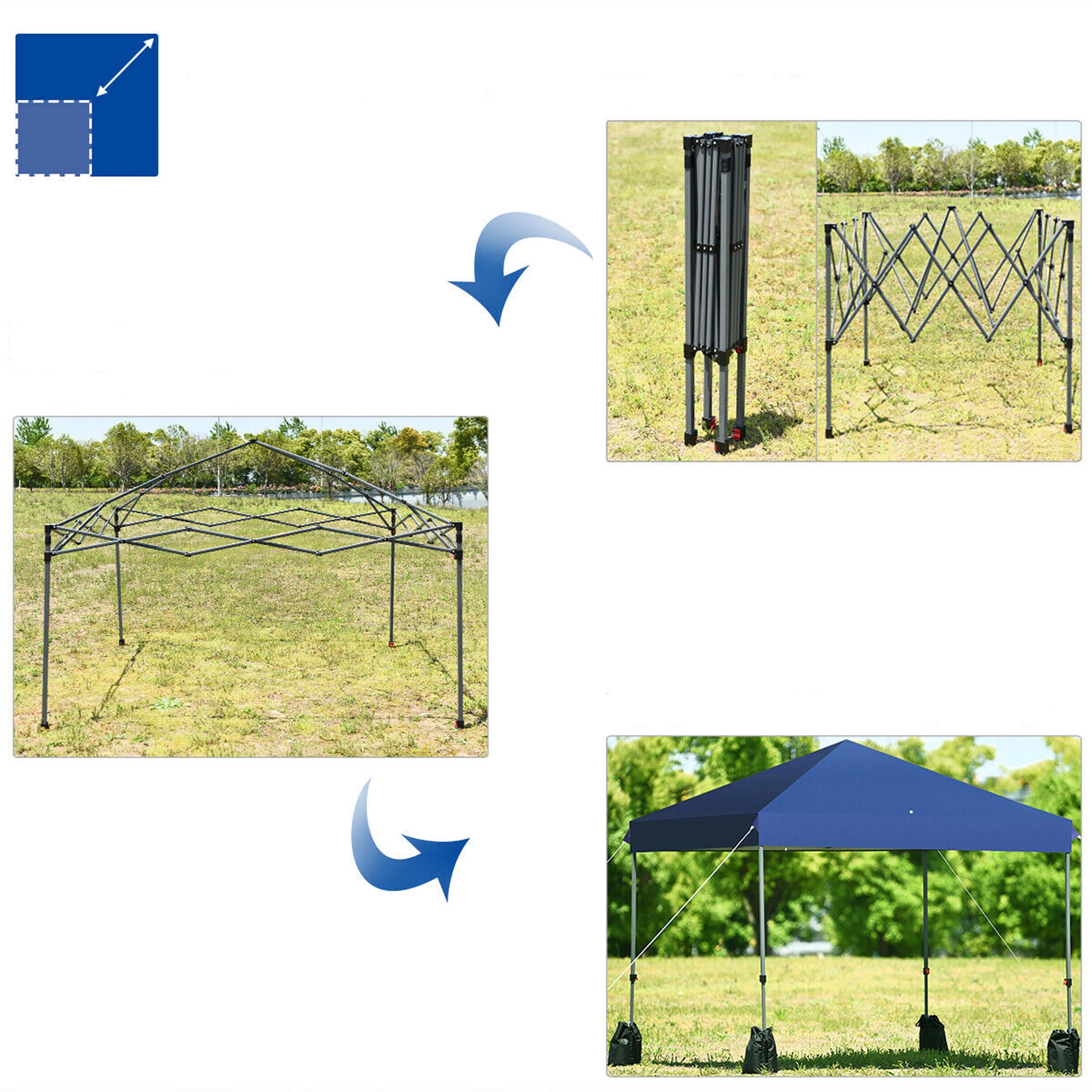 Costway 8x8 FT Pop up Canopy Tent Shelter Wheeled Carry Bag 4 Canopy Sand Bag Blue