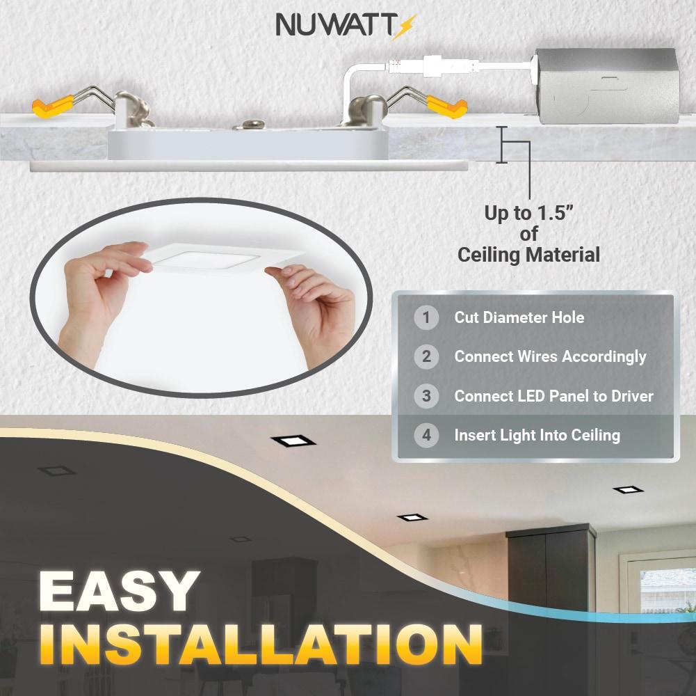 4 in. Slim Canless Square LED Recessed Light 12W 5CCT Dimmable IC Rated 550LM Black Trim 12PK