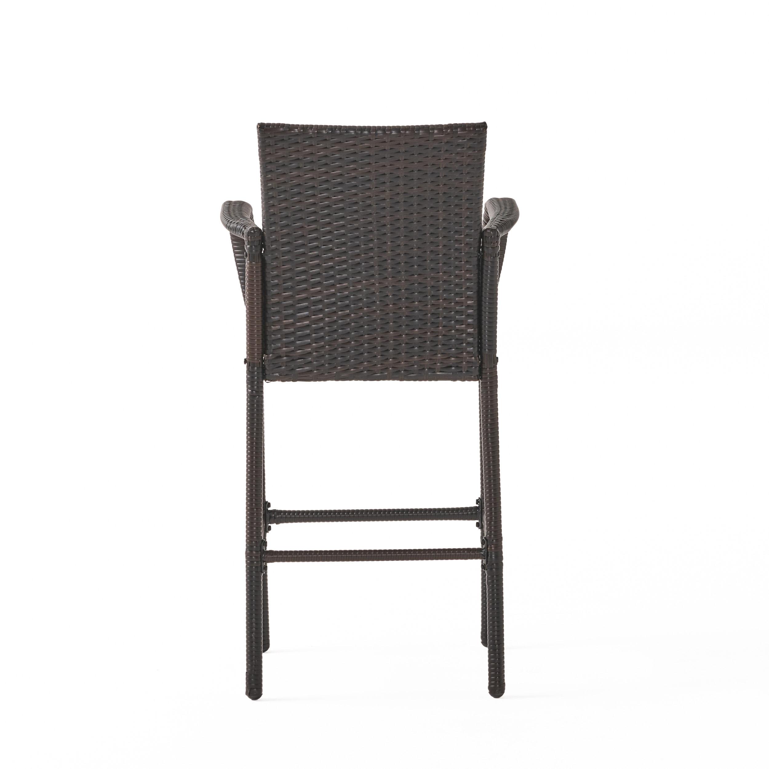 Delfina 4pk Wicker Barstool - Brown - Christopher Knight Home: UV & Weather-Resistant, Powder-Coated Frame