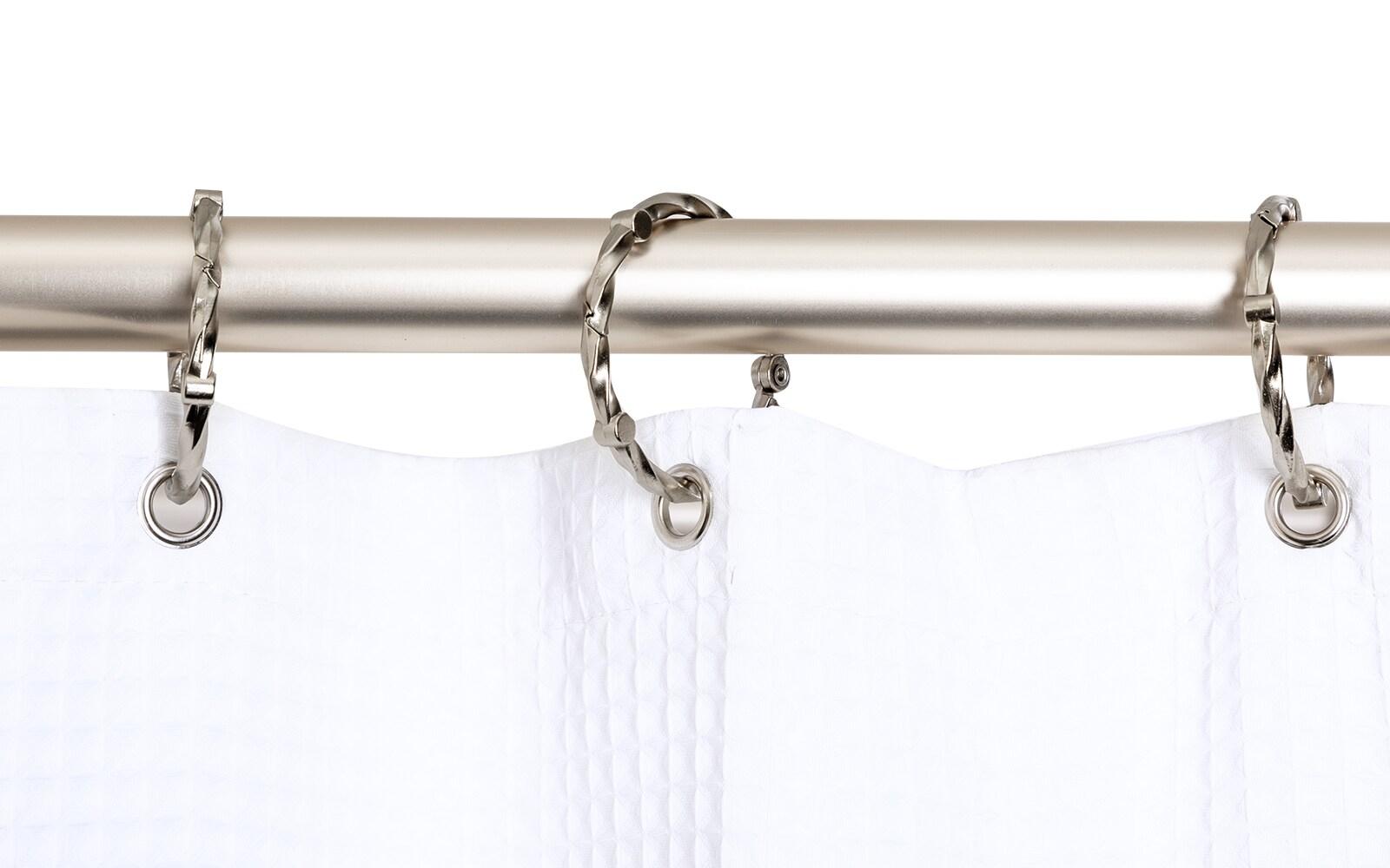 Utopia Alley Rustproof 54" L D-Shaped Fixed Shower Curtain Rod & Hook Set