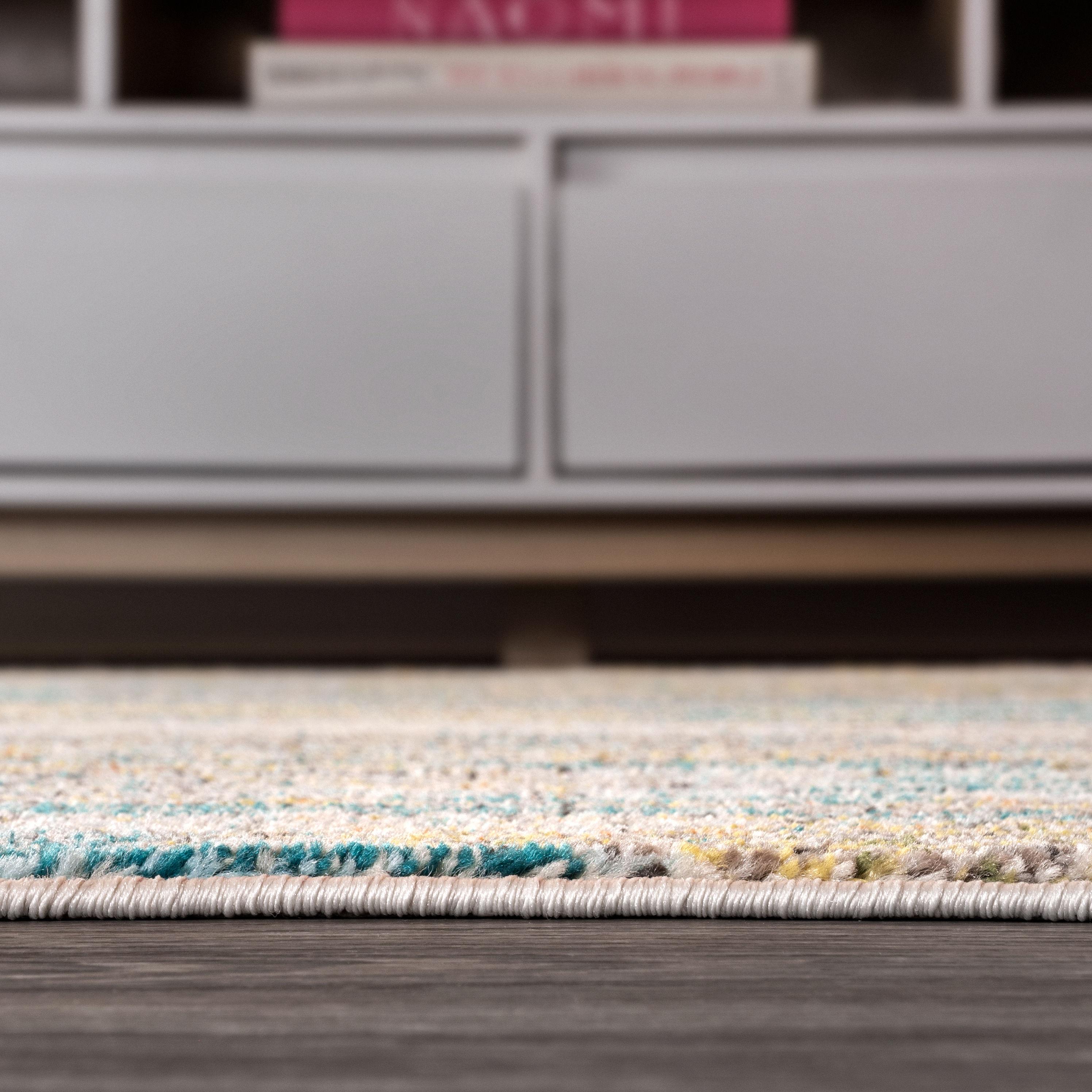 5'x8' Contemporary POP Modern Abstract Vintage Waterfall Area Rug, Blue/Brown/Orange - JONATHAN Y