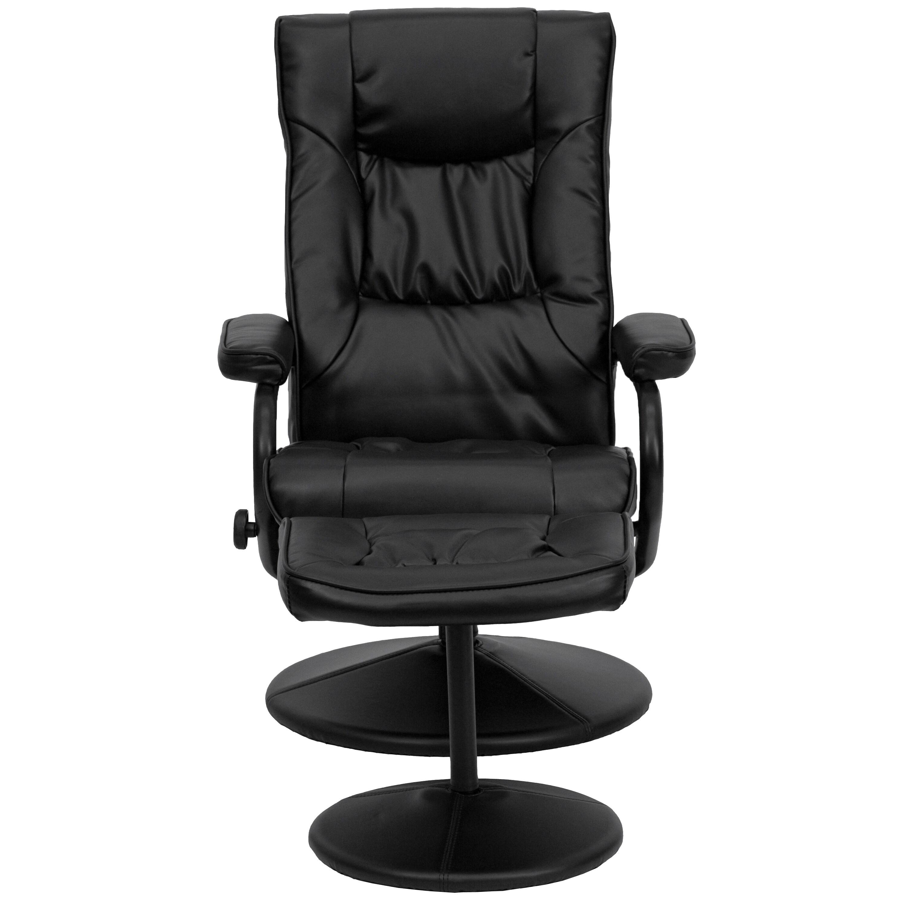 Flash Furniture Rachel Contemporary Multi-Position LeatherSoft Recliner Chair with Ottoman, Black