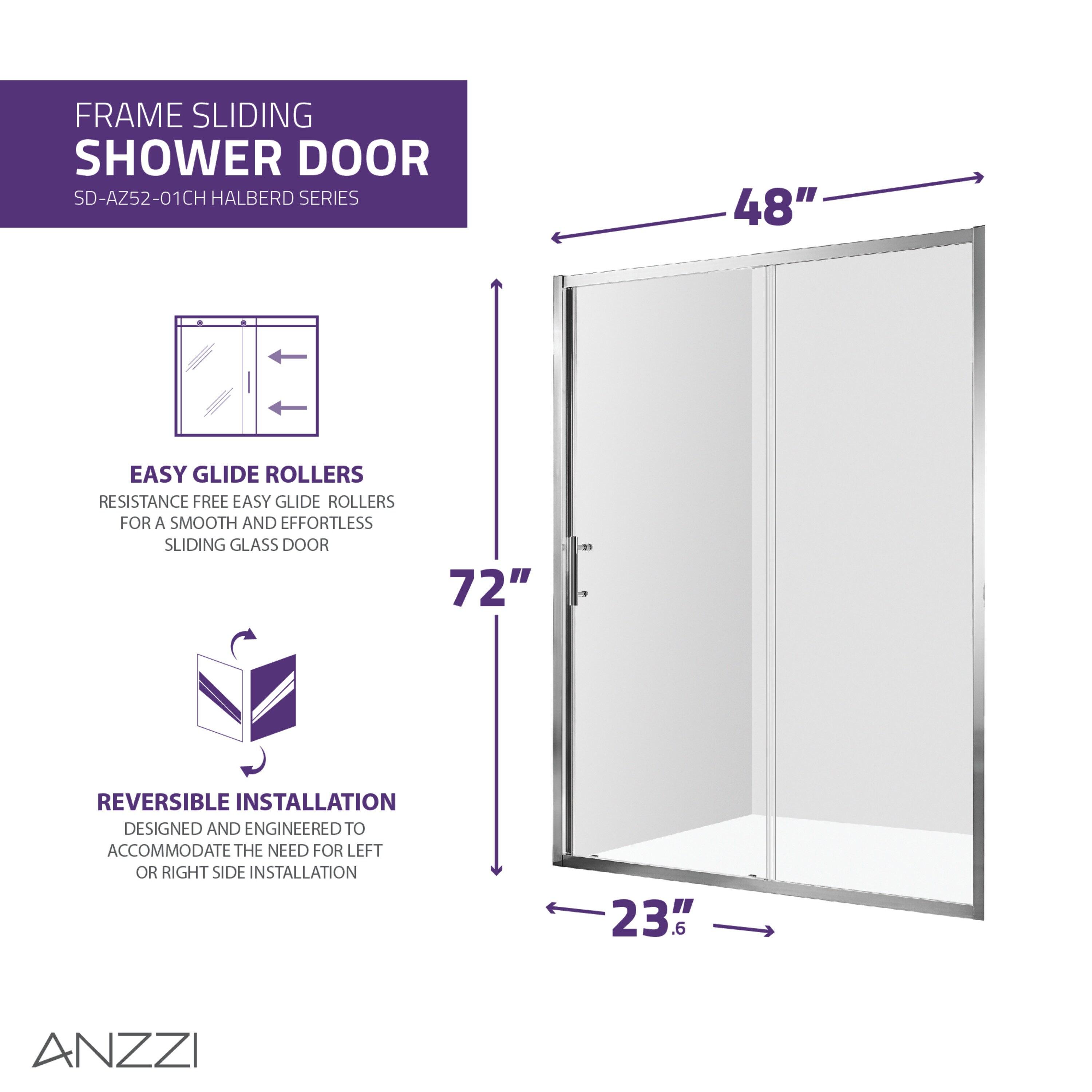 Halberd Series 48" W x 72" H Single Sliding Framed Shower Door