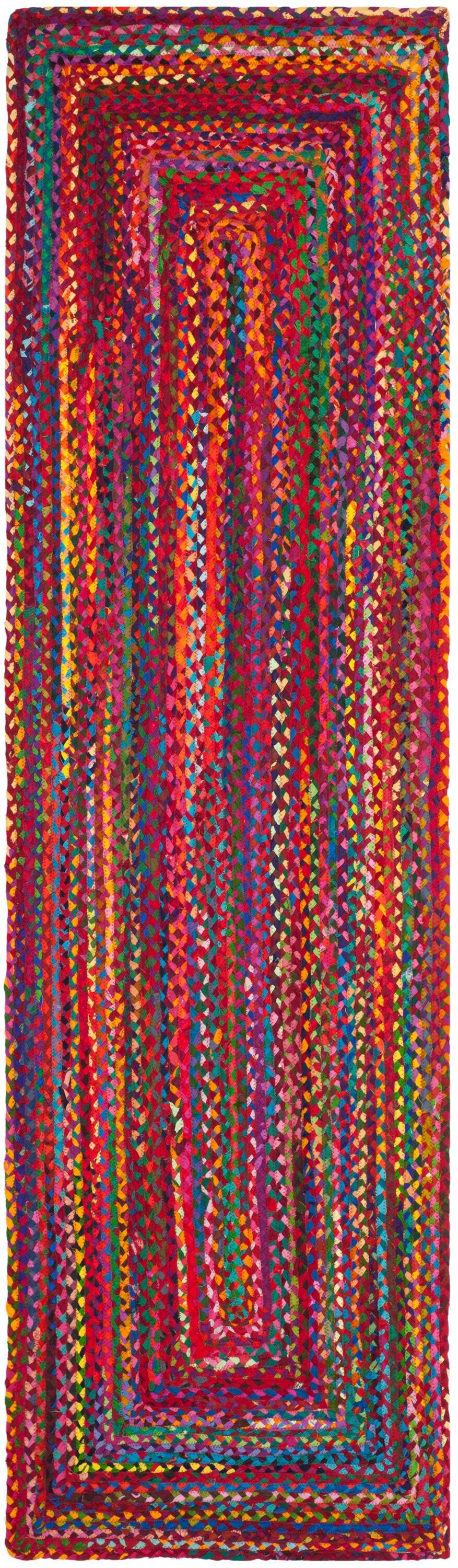 Braided BRD210 Hand Woven Runner Rug - Red/Multi - 2'3"x12' - Safavieh.