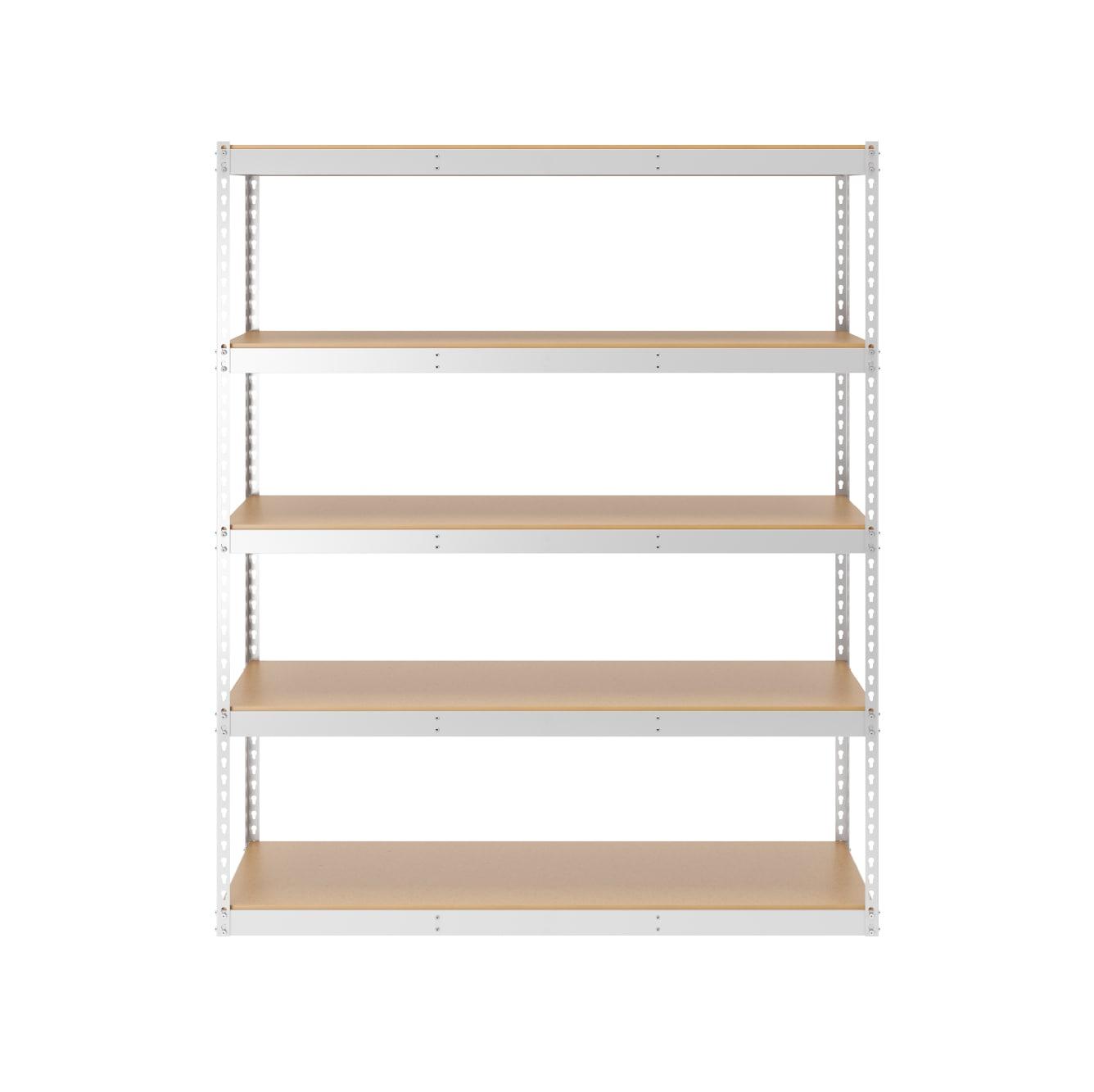 Modular White Steel Rivet Garage Shelving Unit 60" x 72"