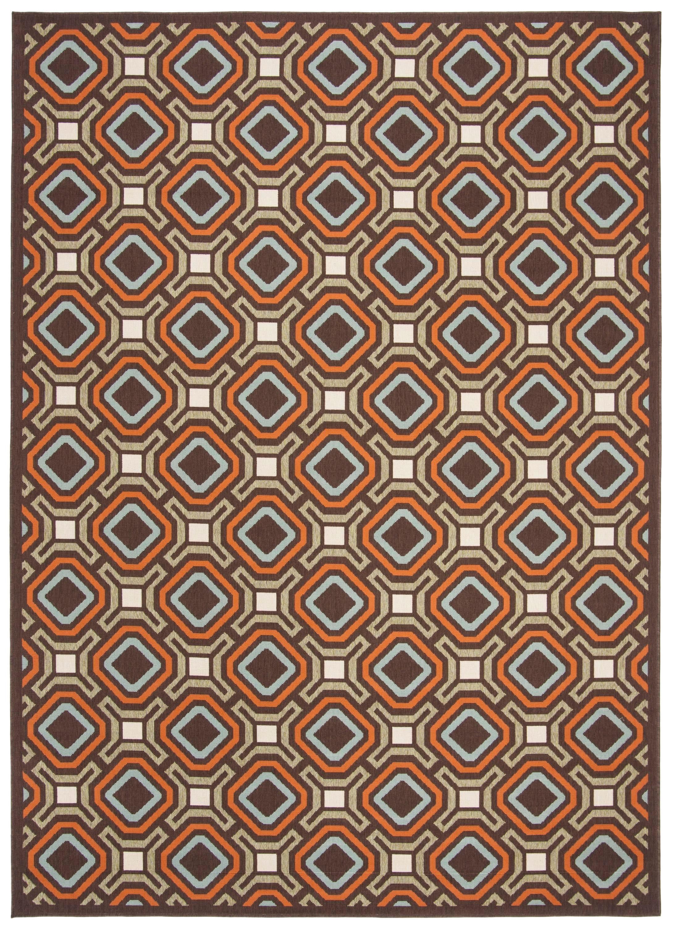 Veranda VER089 Power Loomed Indoor/Outdoor Area Rug - Chocolate/Terracotta - 8'x11' - Safavieh.