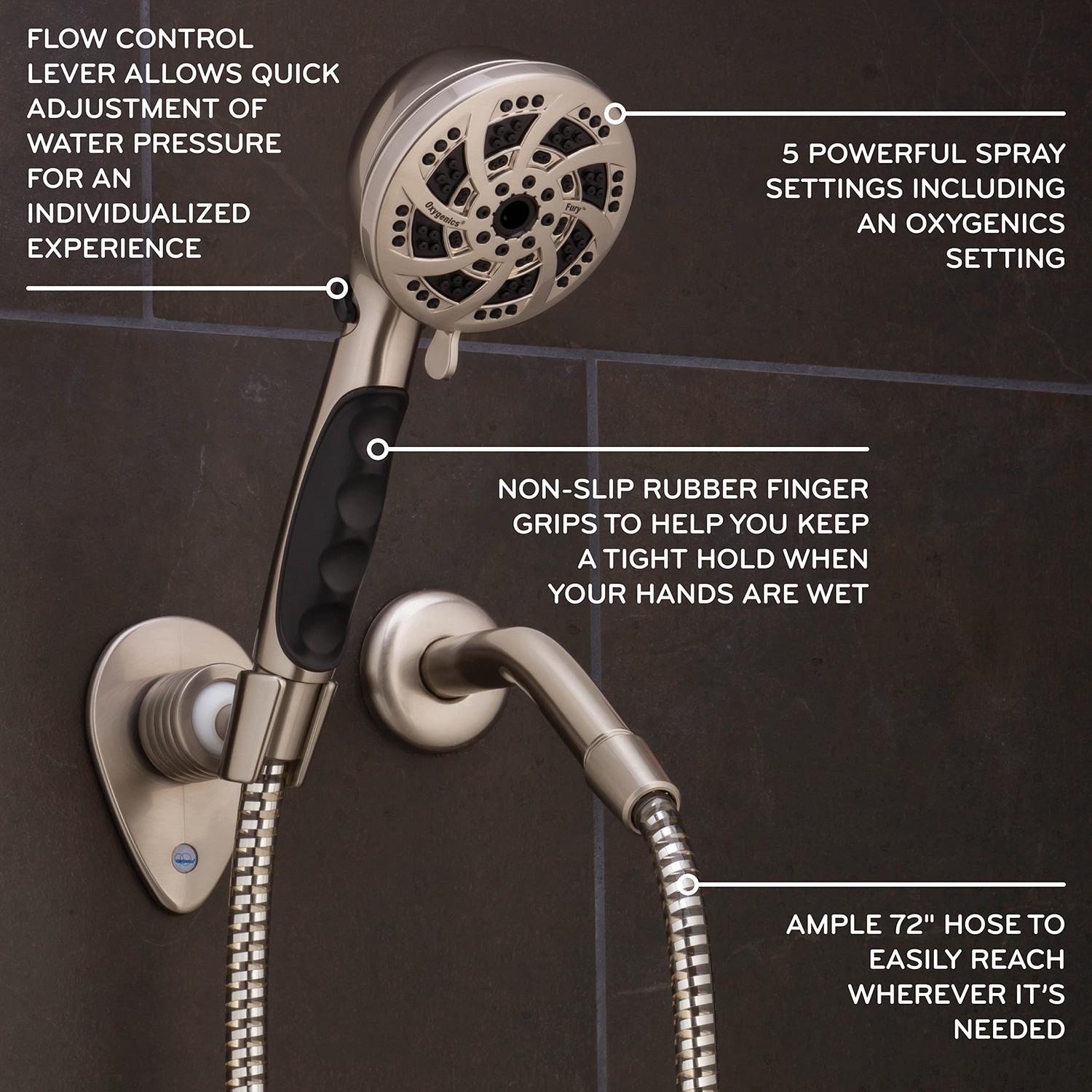 Oxygenics Fury RV Brushed Nickel Handheld Shower Head