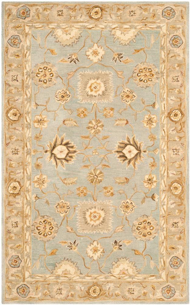 SAFAVIEH Anatolia Sherman Floral Wool Area Rug, Light Blue/Sage, 6' x 9'