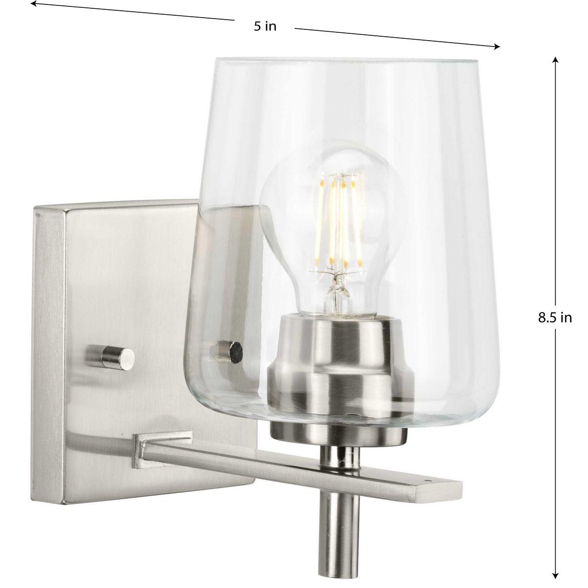 Progress Lighting Calais 1-Light Wall Sconce, Brushed Nickel, Clear Glass Shade