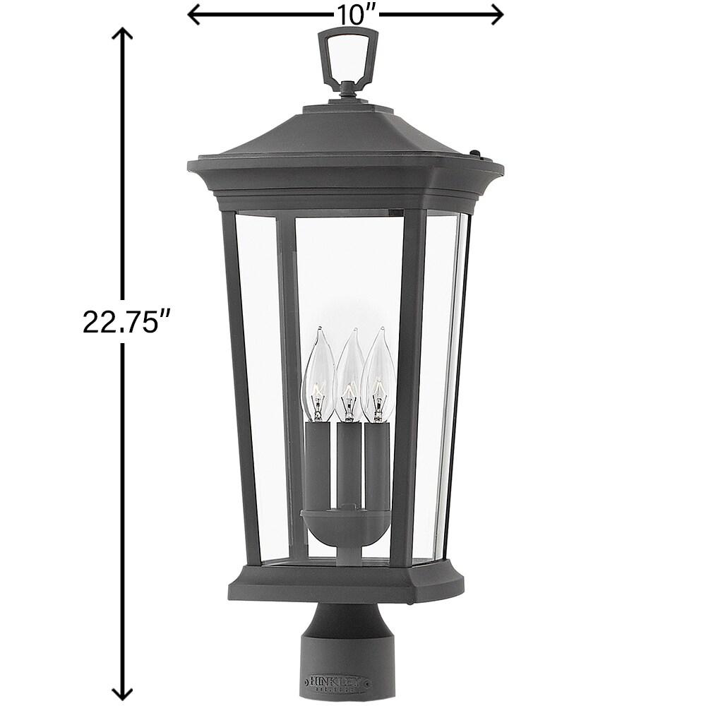 Museum Black Aluminum 3-Light Outdoor Post Lantern with Clear Glass