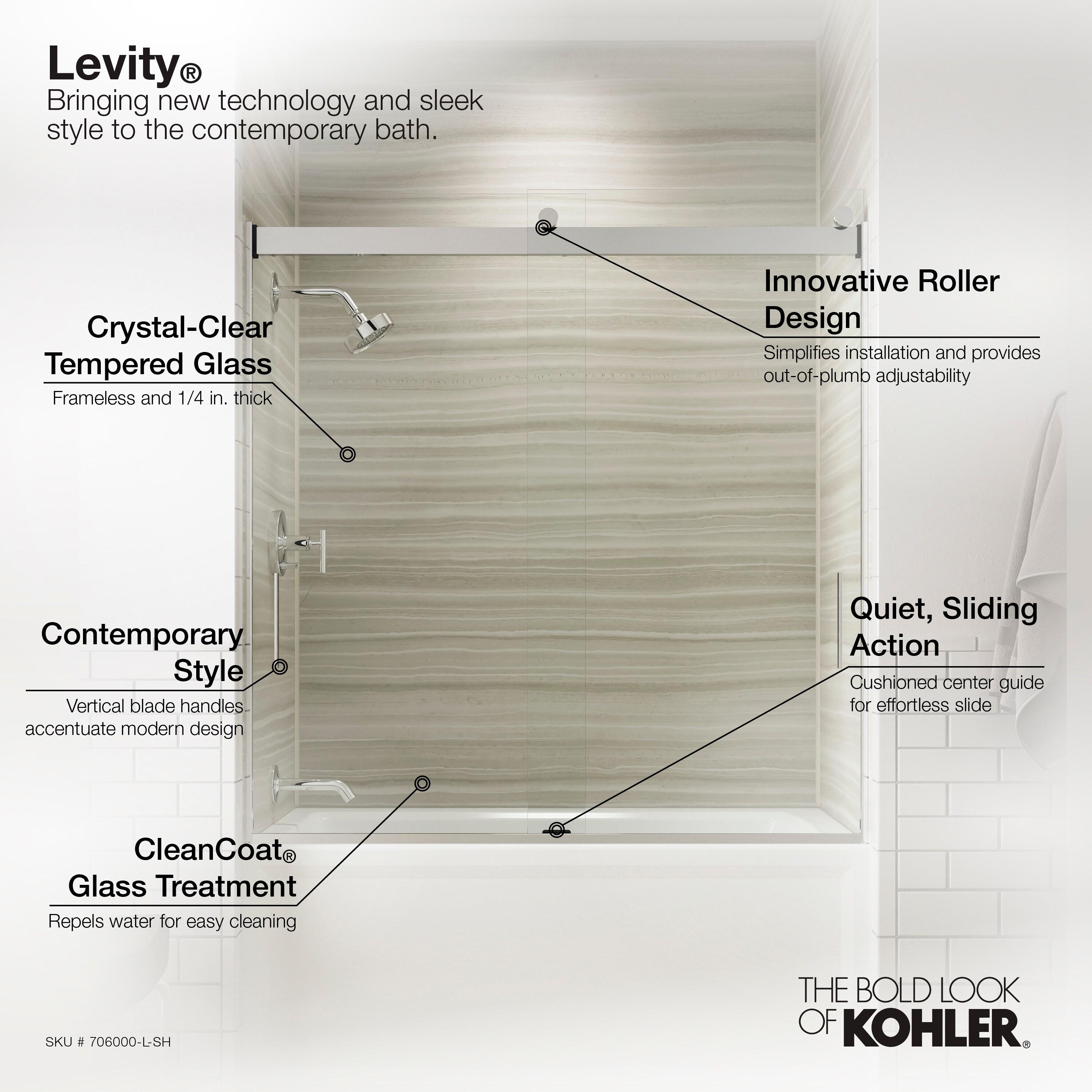 Levity 59.62" x 62" Bypass Bath Door with CleanCoat® Technology