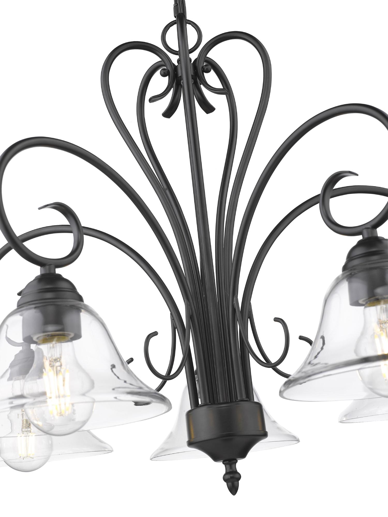 Golden Lighting Homestead 5-Light Chandelier in Matte Black with Clear Glass