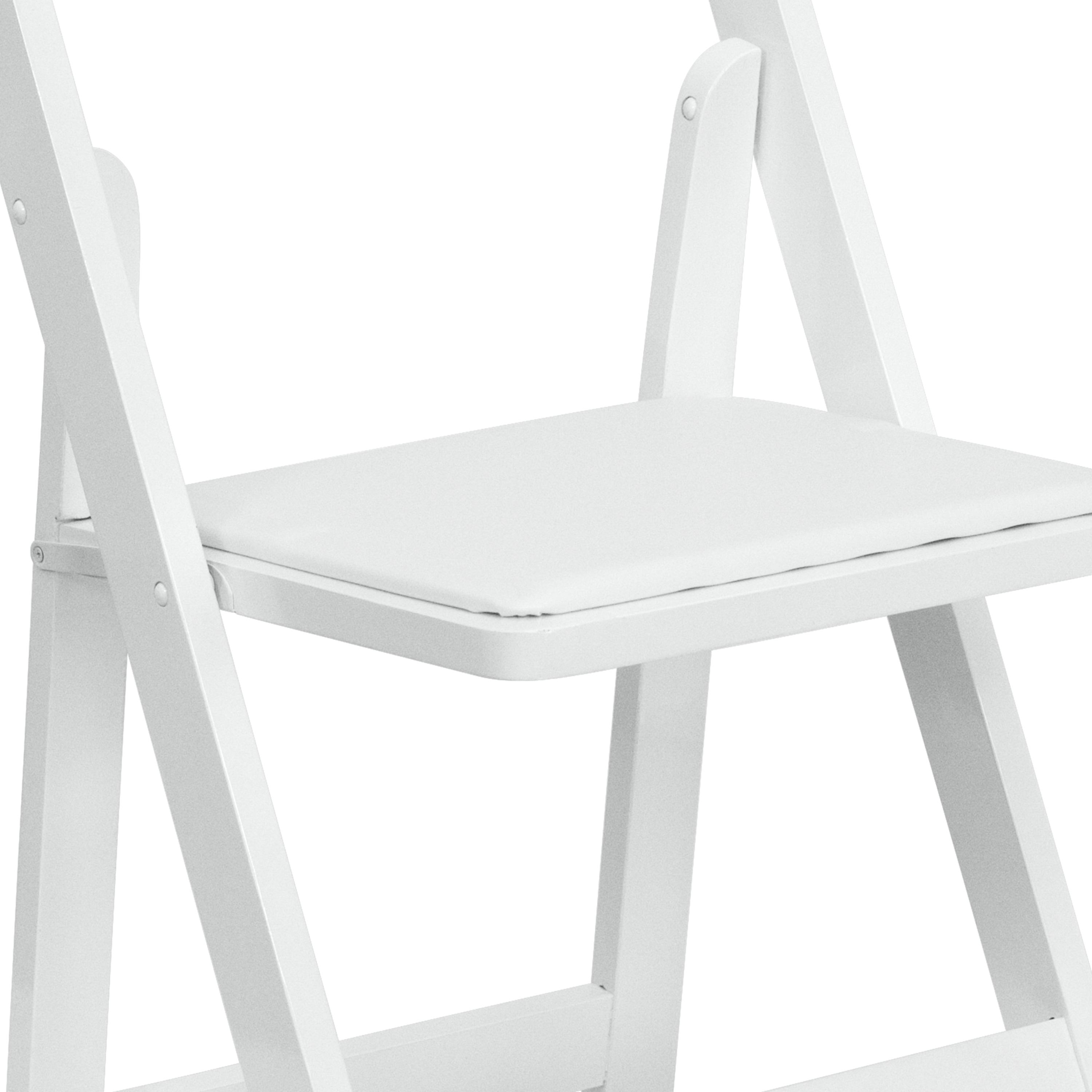 Flash Furniture 2 Pack HERCULES Series White Wood Folding Chair with Vinyl Padded Seat