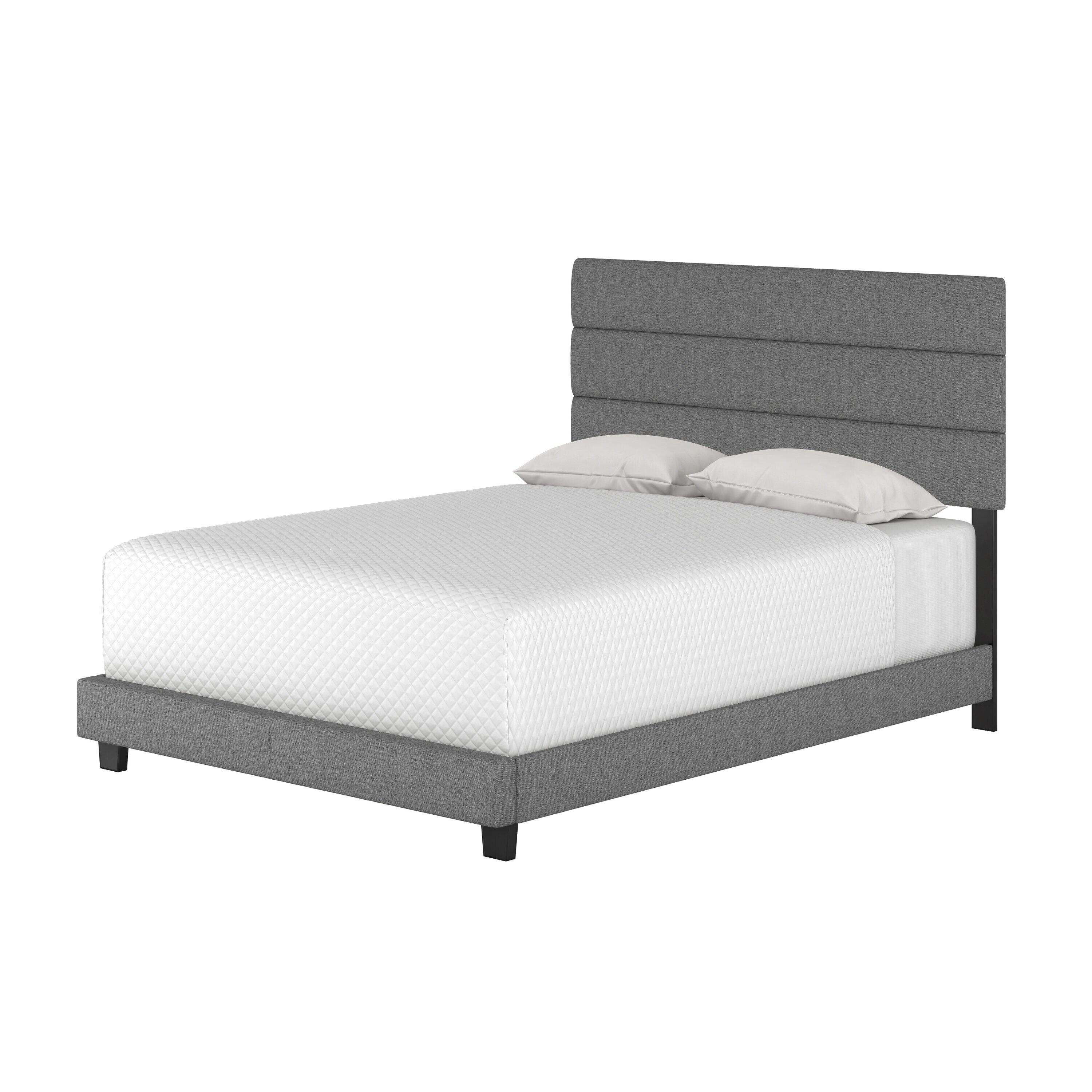 Boyd Sleep Ravenna Upholstered Linen Tri-Panel Channel Adjustable Height Headboard Platform Bed Frame