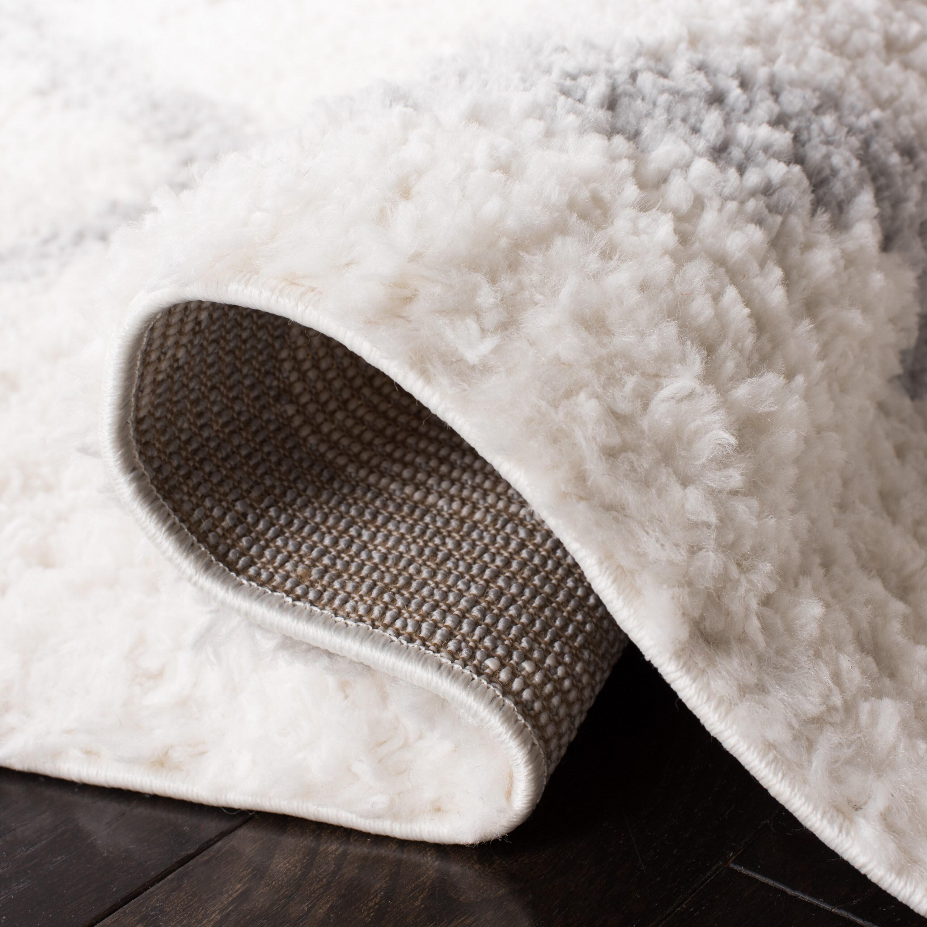 Parma Shag PMA521 Power Loomed Indoor Area Rug - 5'3"x7'6" - Cream/Grey - Safavieh