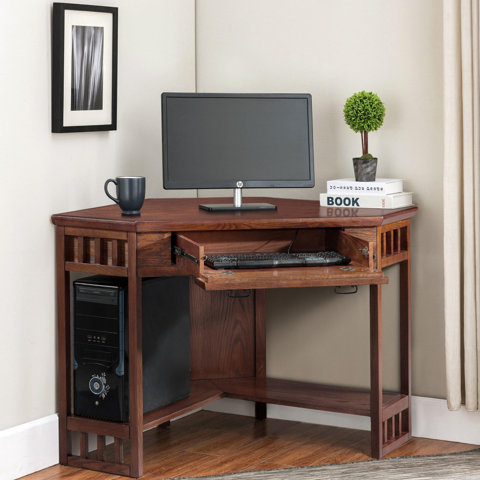 Mission Corner Computer Desk in Mission Oak