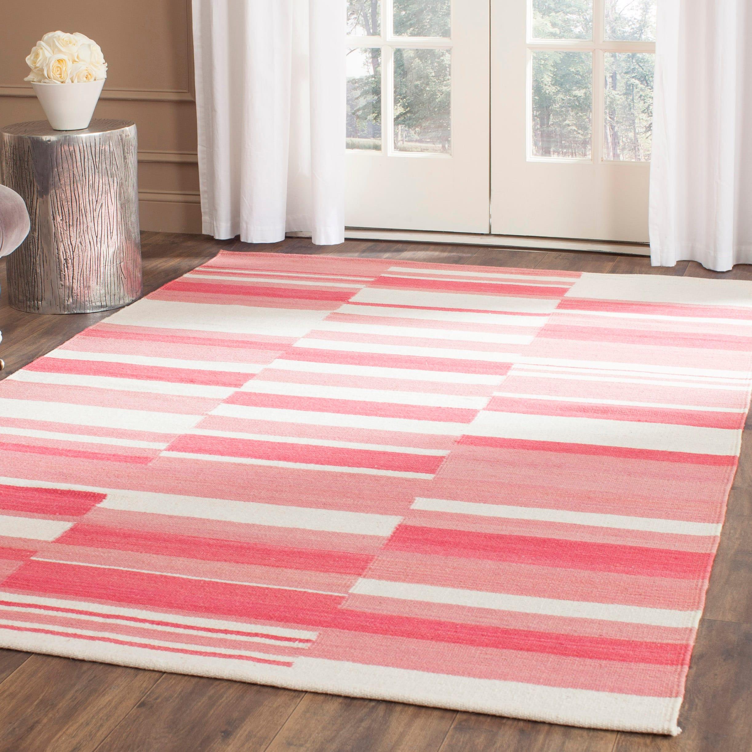 Kilim KLM953 Hand Woven Area Rug - Pink/Ivory - 5'x8' - Safavieh.