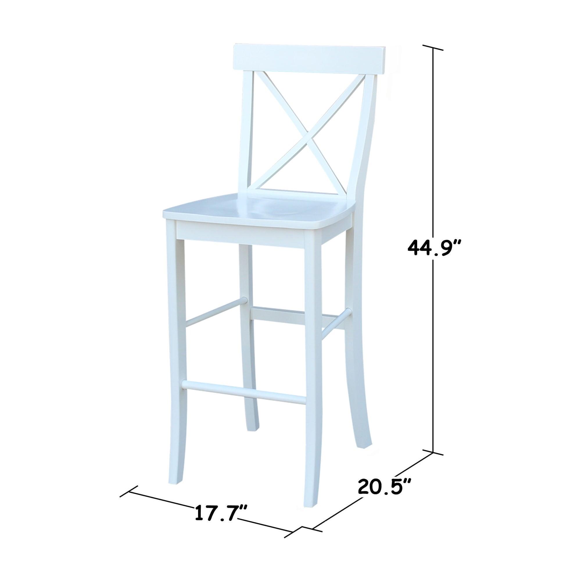 International Concepts Cross Back Solid Wood 30 in. Bar Height Stool in White