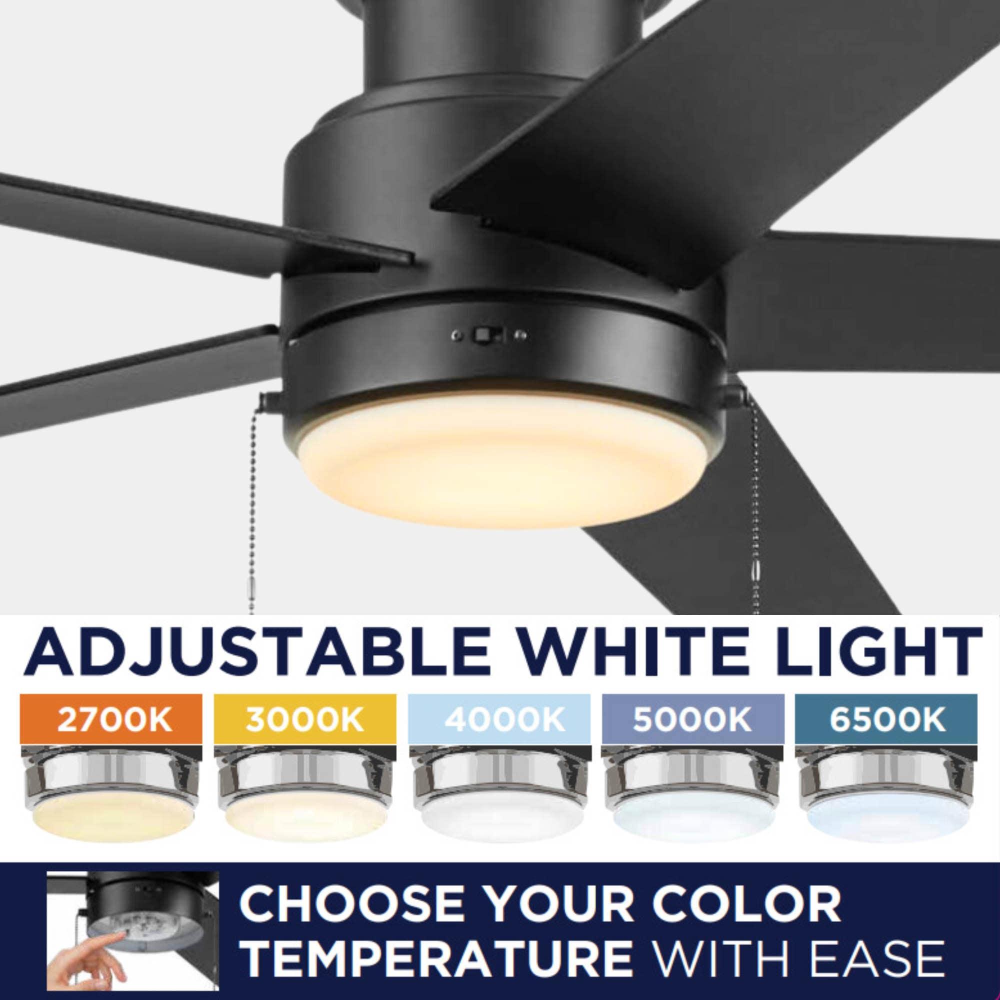 Harbor Breeze Fairbanks 52-Inches Matte Black with Black/Sable Blades Color-Changing Indoor/Outdoor Flush mount Standard Ceiling Fan With Light ( 5 -Blade)