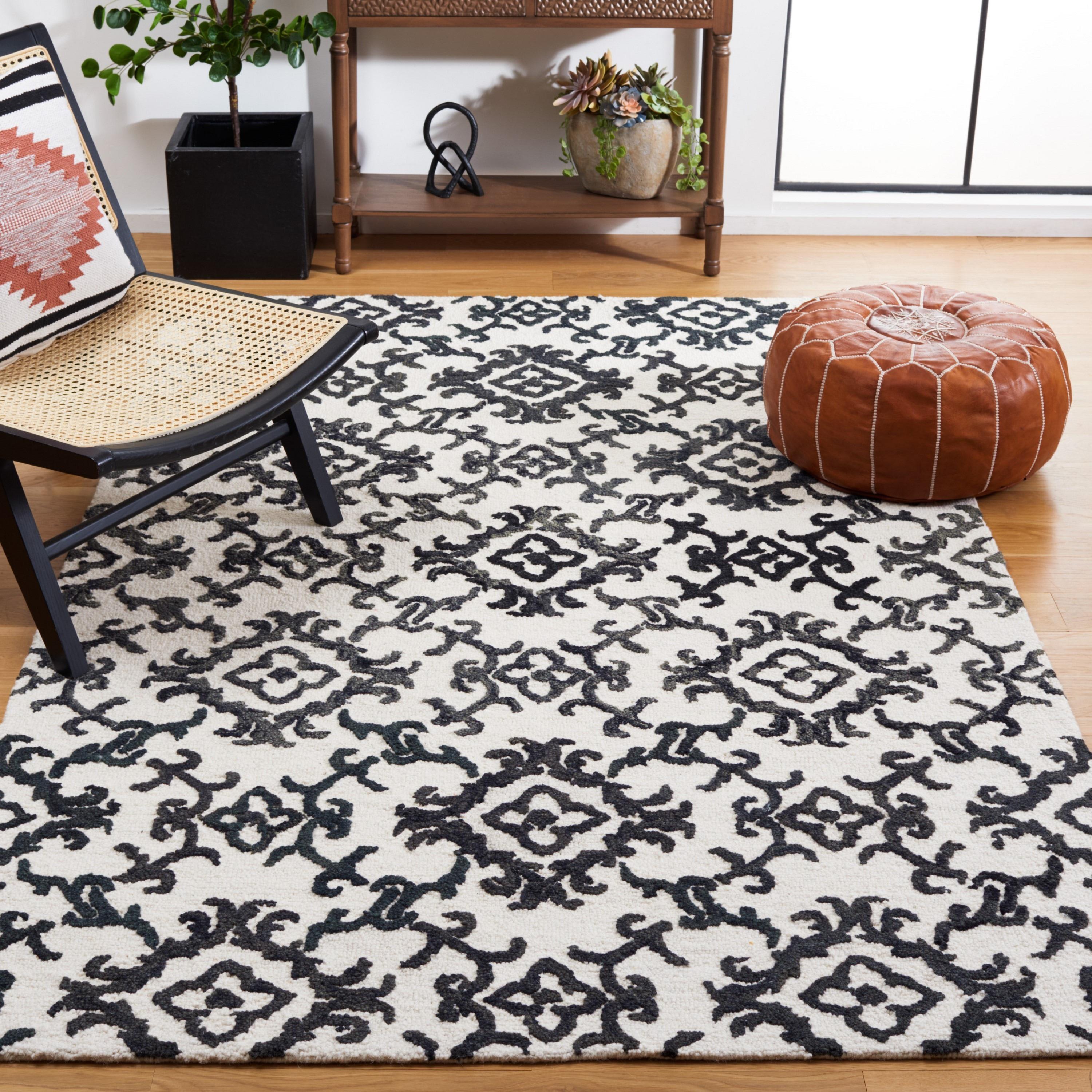 Blossom BLM104 Hand Tufted Area Rug - Ivory/Black - 8'x10' - Safavieh.