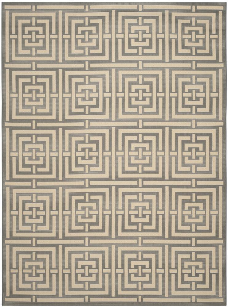 Courtyard CY6937 Power Loomed Indoor and Outdoor Area Rug - Grey/Cream - 9'x12' - Safavieh