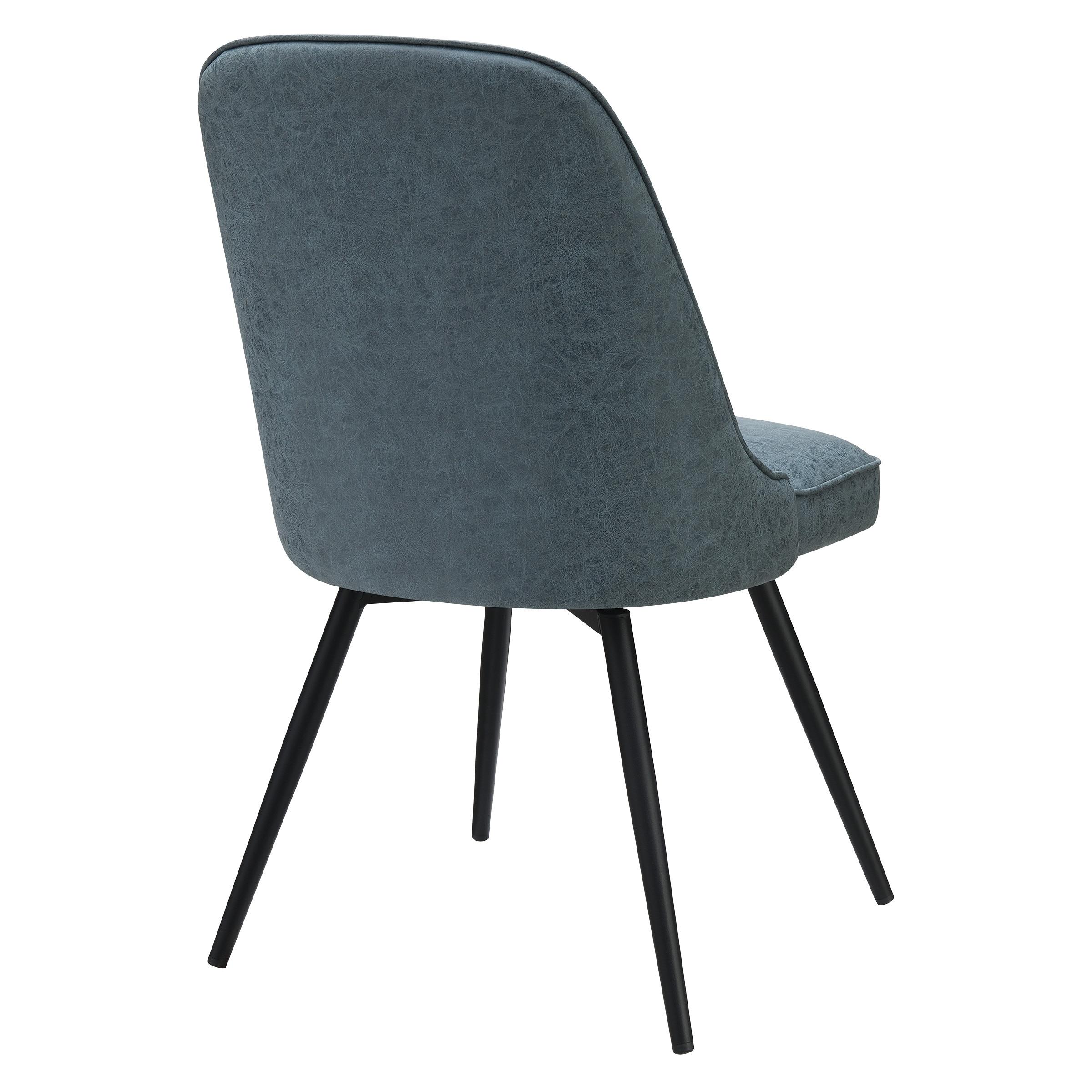 OSP Home Martel Faux Leather Swivel Chair with Black Legs in Navy