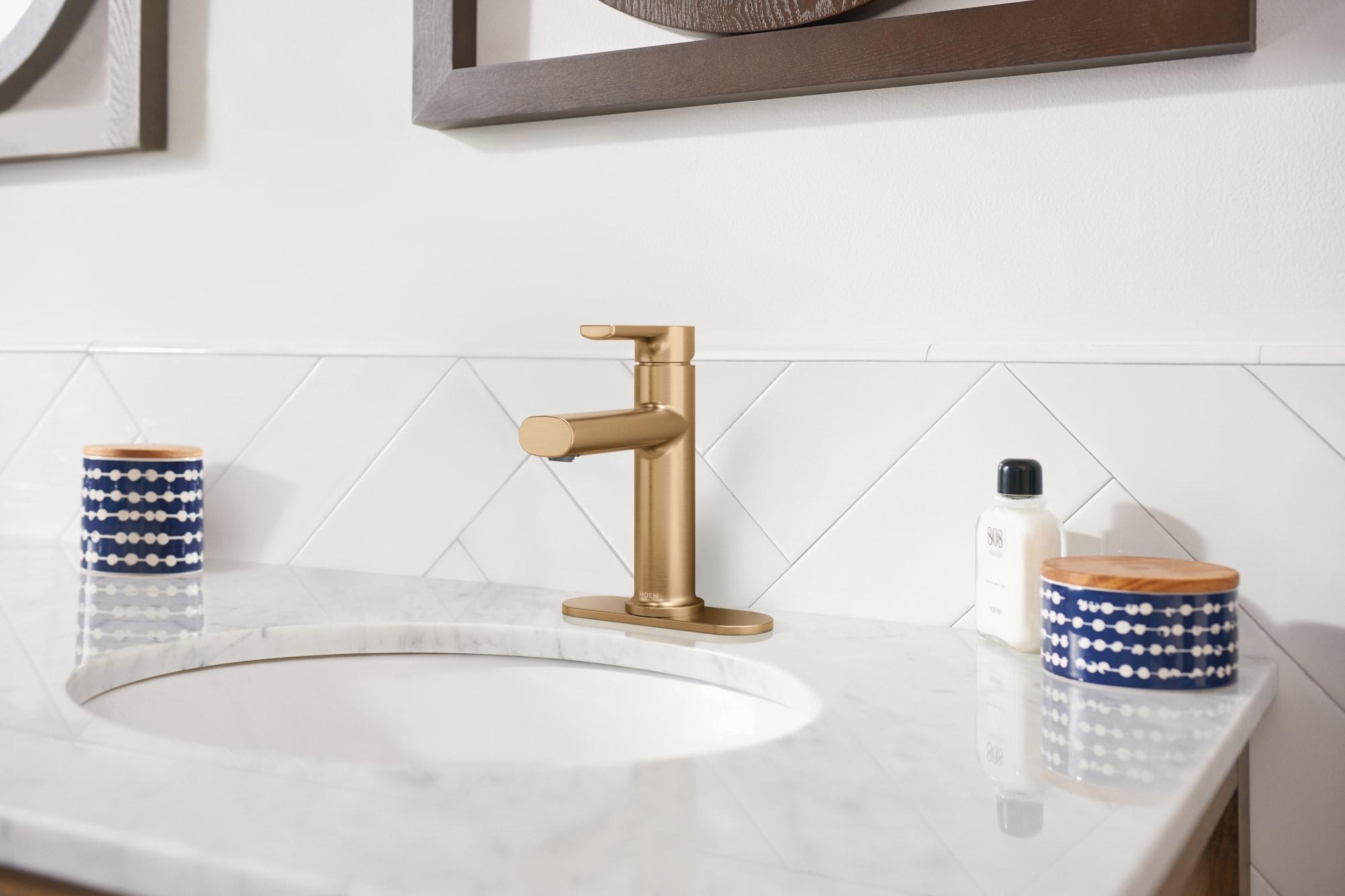 Moen Moen Meena Single Hole Bathroom Faucet with Drain Assembly 84794BZG