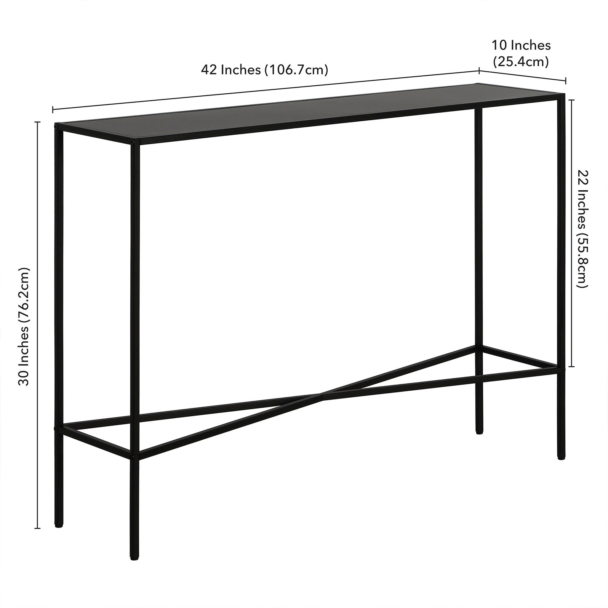 Evelyn&Zoe Henley 42" Wide Rectangular Console Table with Metal Top, Blackened Bronze
