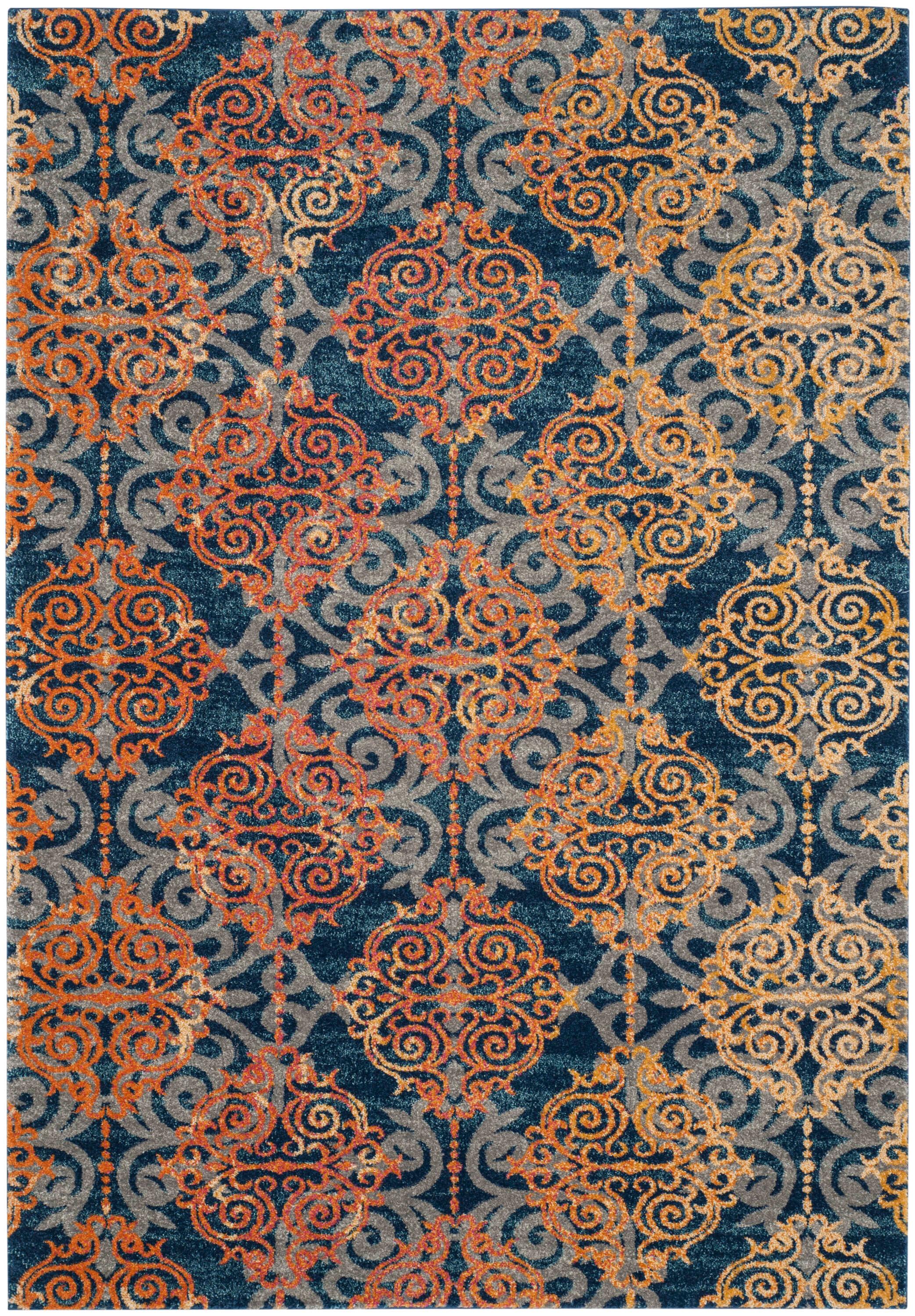 Evoke EVK230 Power Loomed Area Rug - Blue/Orange - 4'x6' - Safavieh.