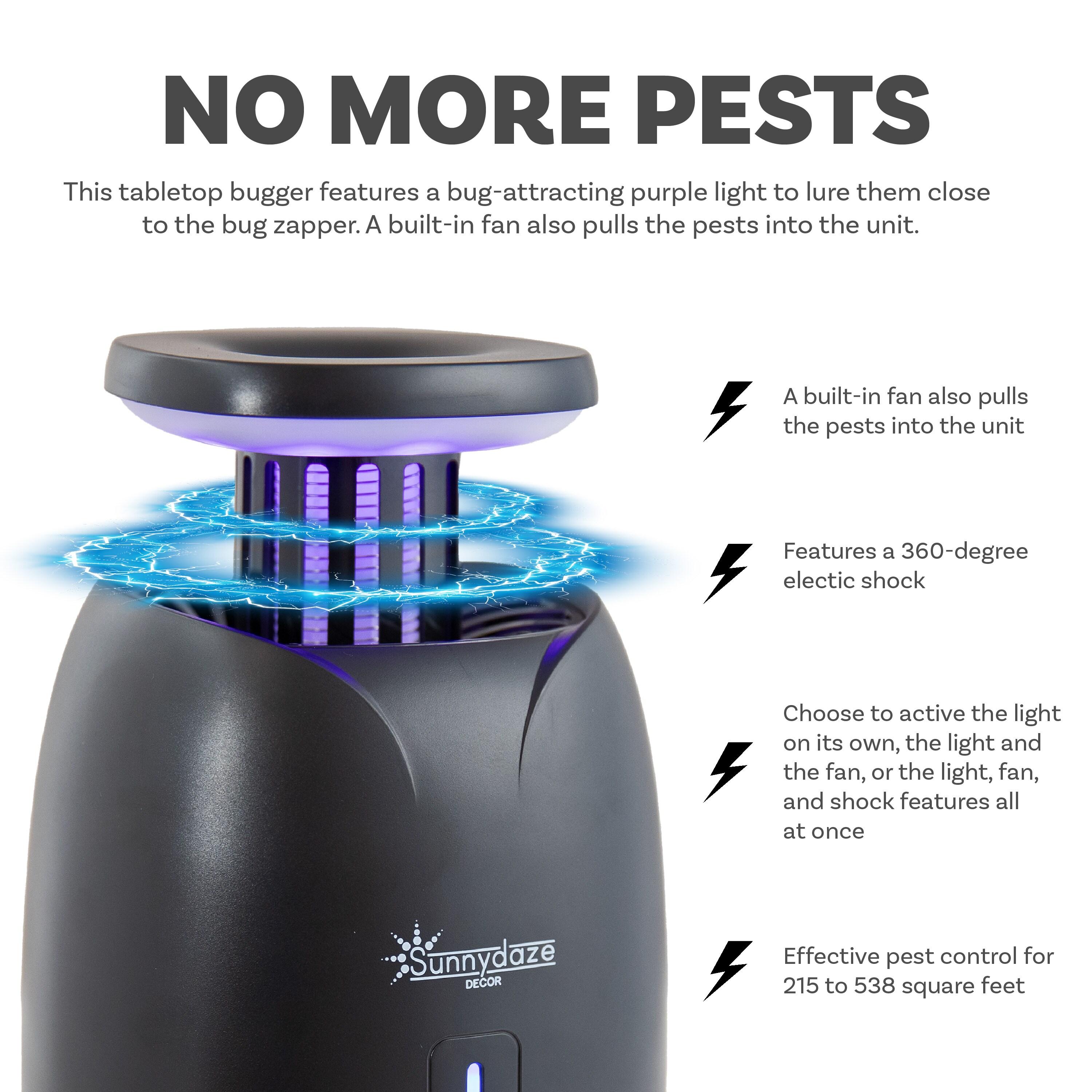 SunnyDaze Decor Tabletop Bug Zapper with Violet Light and Built-In Fan