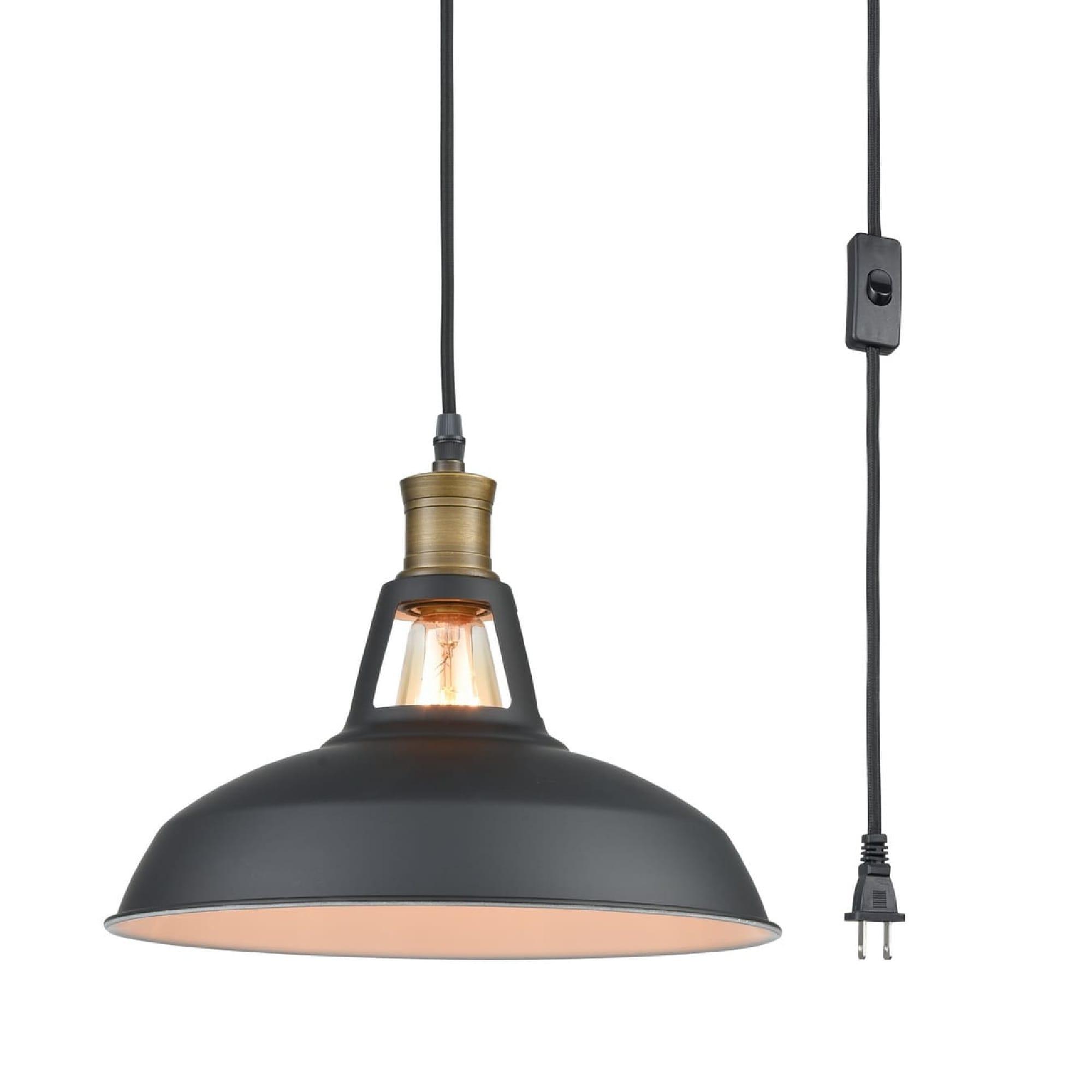 Industrial Plug-in Barn Pendant Light Black Farmhouse with On/Off Switch Pendant