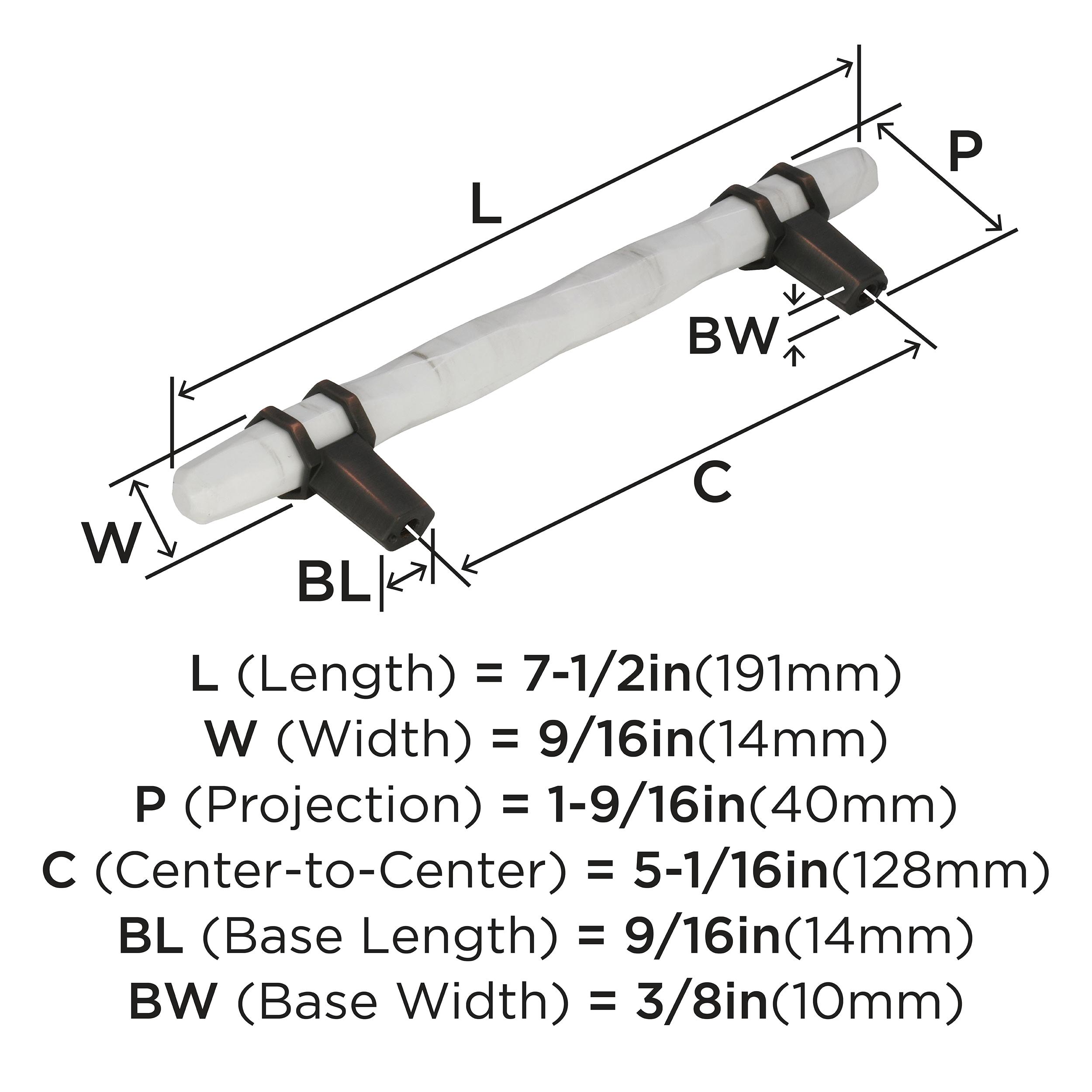 Marble White and Oil Rubbed Bronze Cabinet Pull Bar