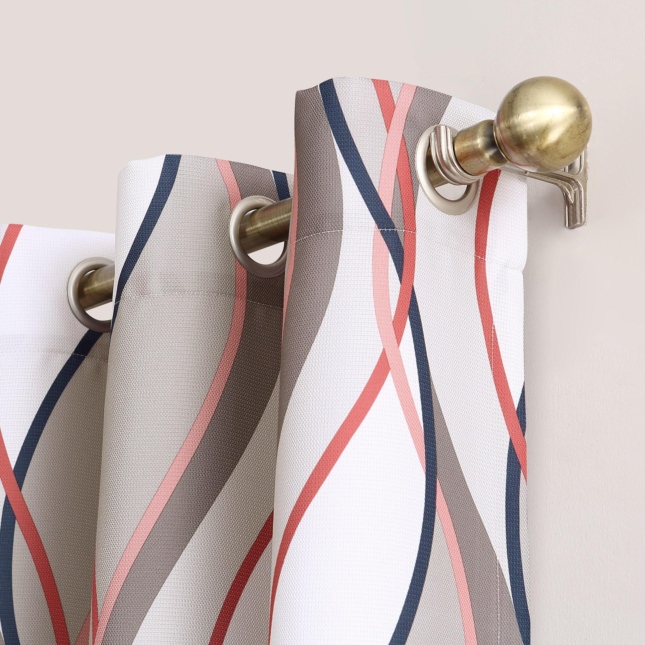 48"x63" No. 918 Semi-Sheer Intersect Ogee Wave Print Grommet Curtain Panel Nickel
