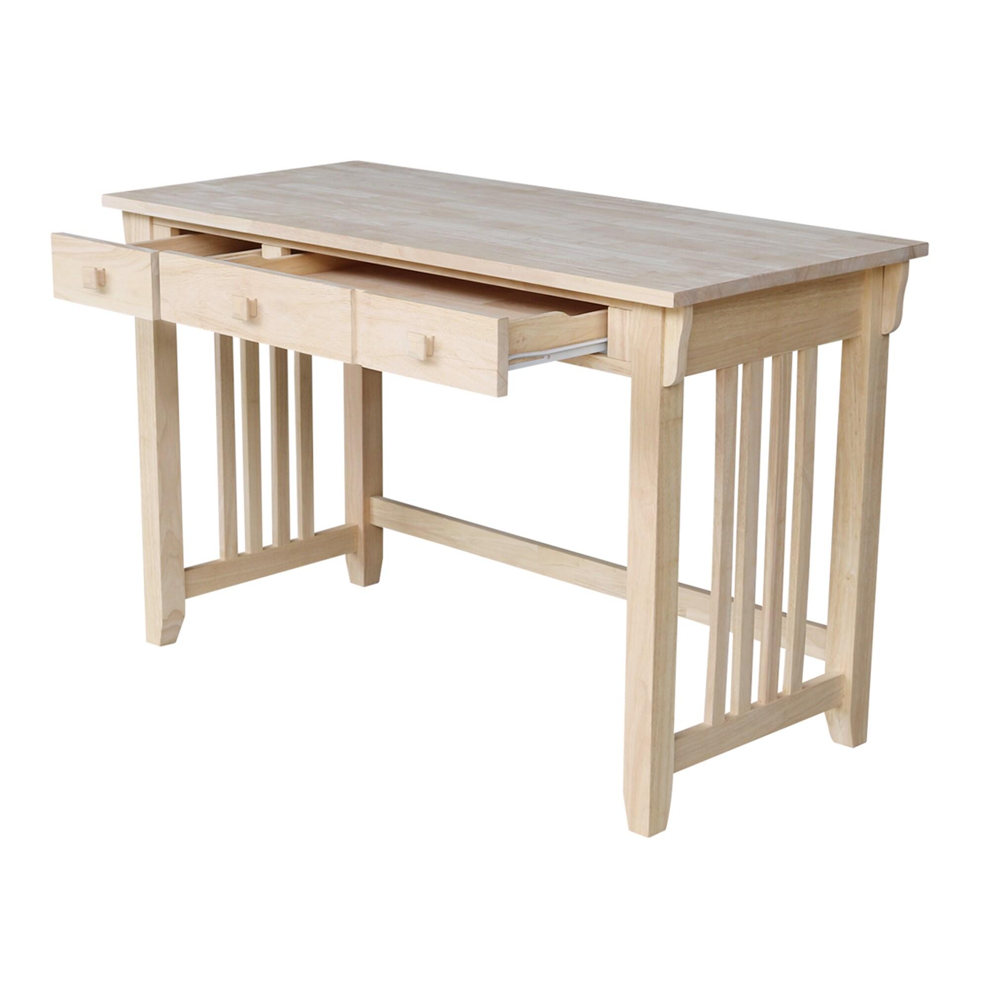 Mission Computer Desk - Unfinished - International Concepts: Hardwood Frame, 48" Writing Desk with Drawer, Adult Assembly Required