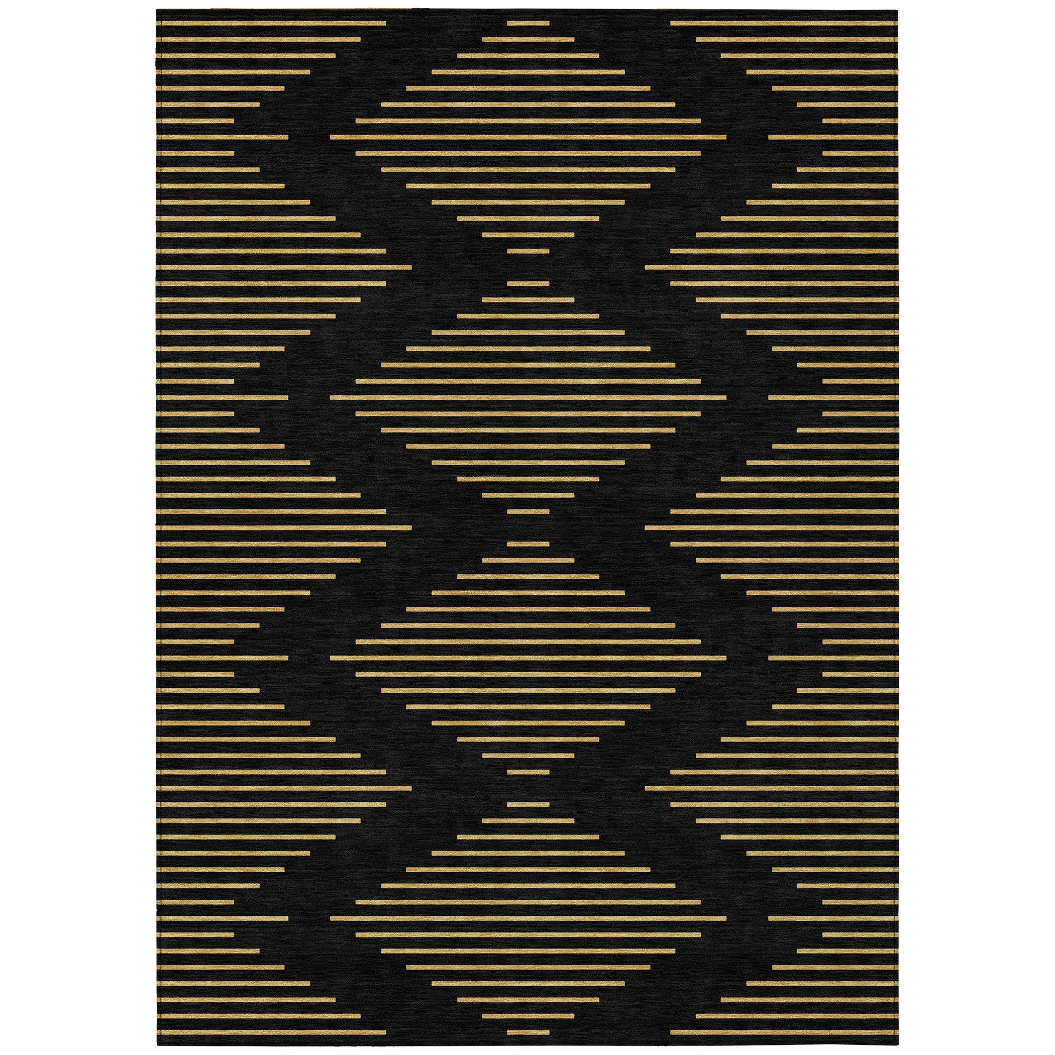 Machine Washable Indoor/Outdoor Chayden ACN1017 Black Rug