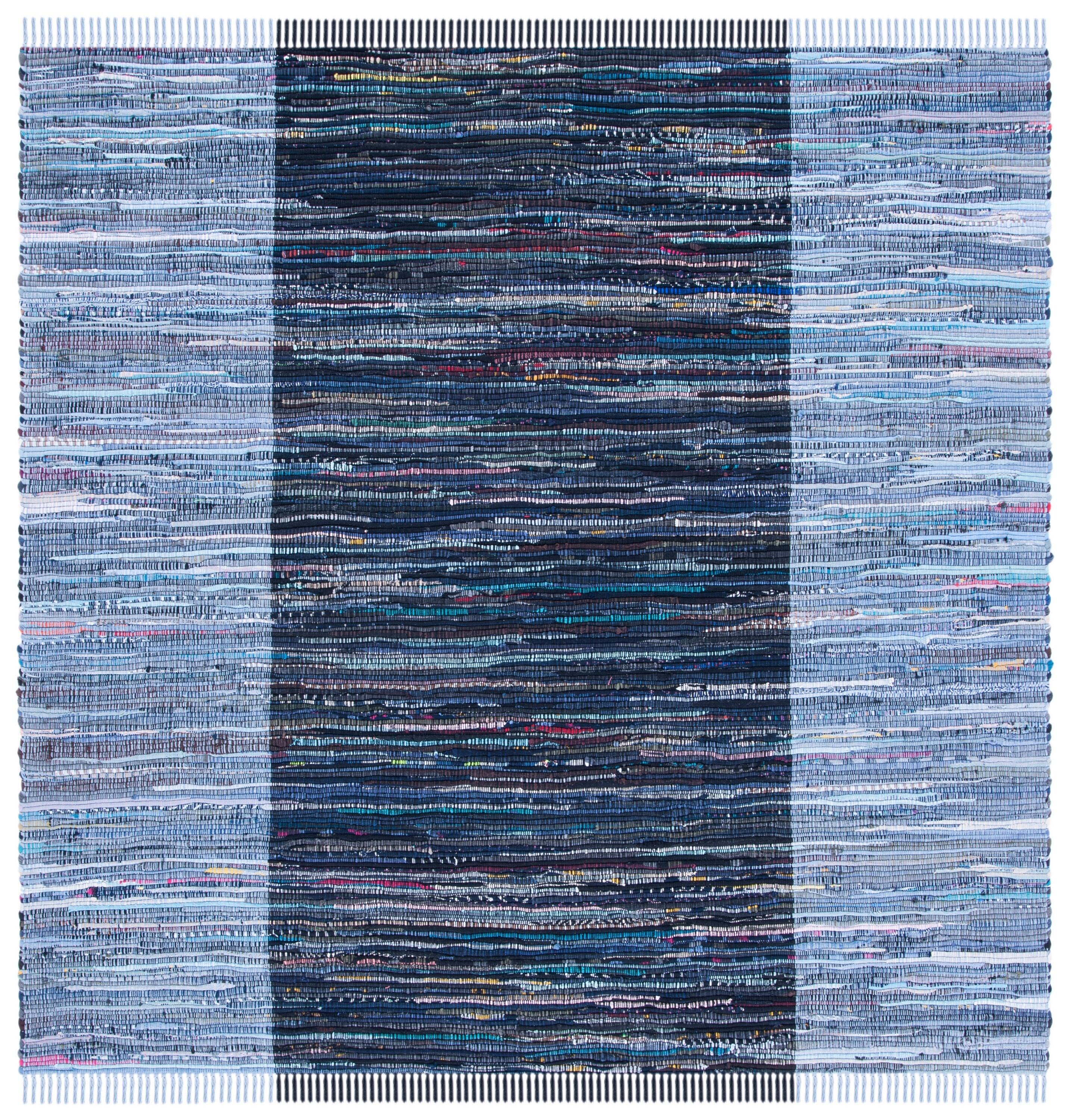 Rag Area Rug RAR122 Hand Woven Area Rug - Navy/Blue - 6'x6' - Safavieh.