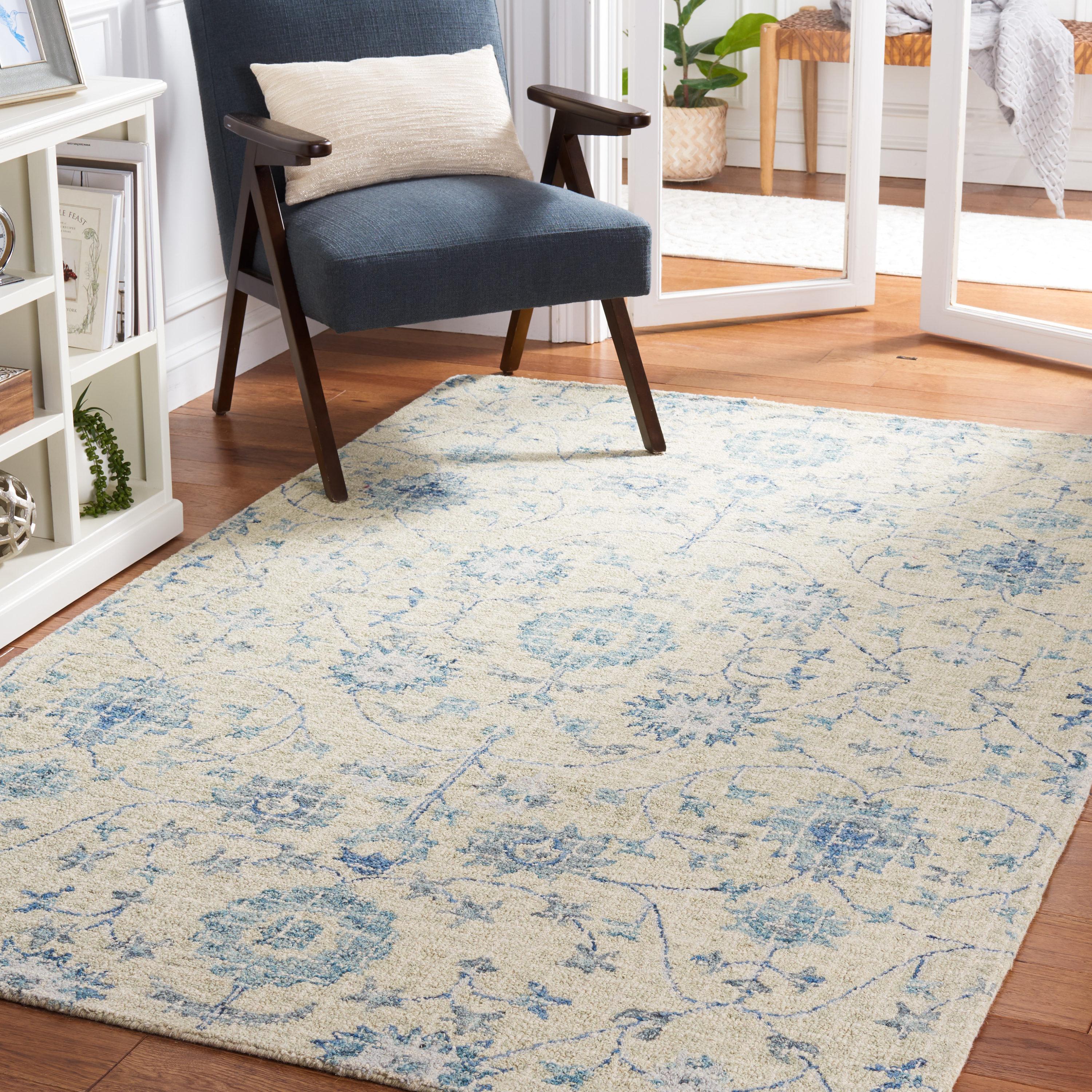 Blossom BLM812 Hand Tufted Area Rug - Silver/Blue - 4'x6' - Safavieh.