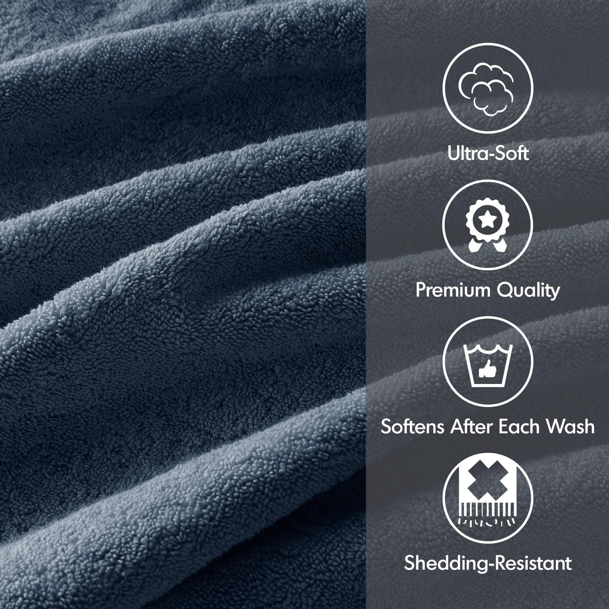 8pc Cotton Bath Towel Set Navy: Madison Park, Heavyweight Terry, OEKO-TEX Certified