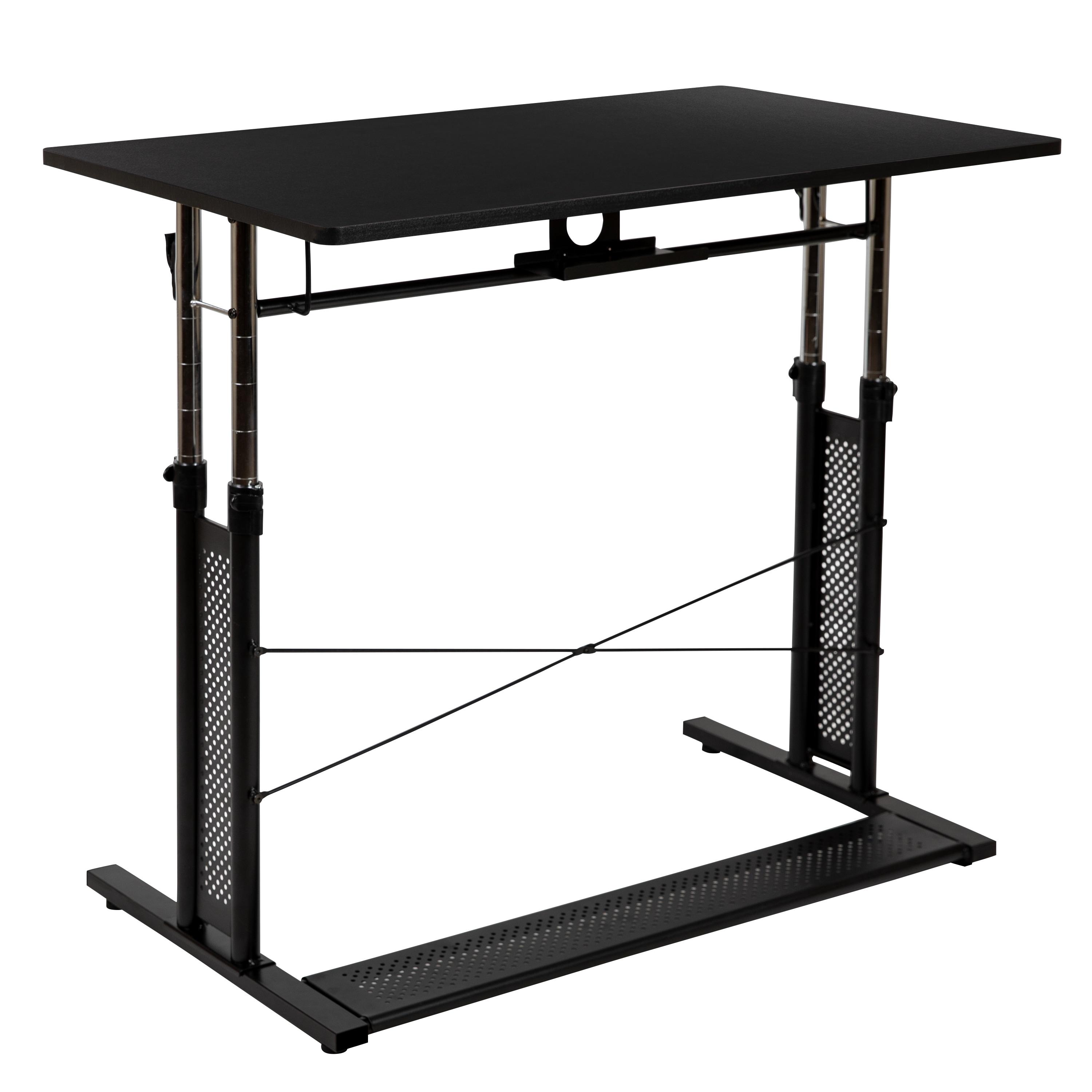 Flash Furniture Height Adjustable (27.25-35.75"H) Sit to Stand Home Office Desk - Black