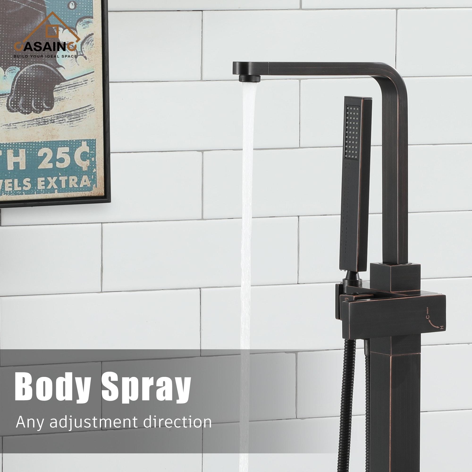 CASAINC Freestanding 2 Handles High Flow Bathtub Faucet with Hand Shower