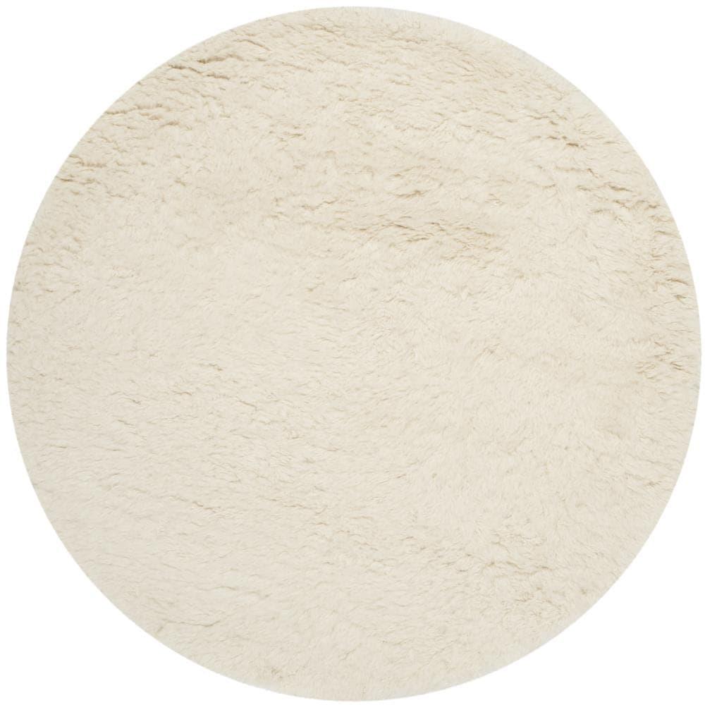 Flokati FLK150 Hand Tufted Round Area Rug - Ivory - 6' Round Safavieh.