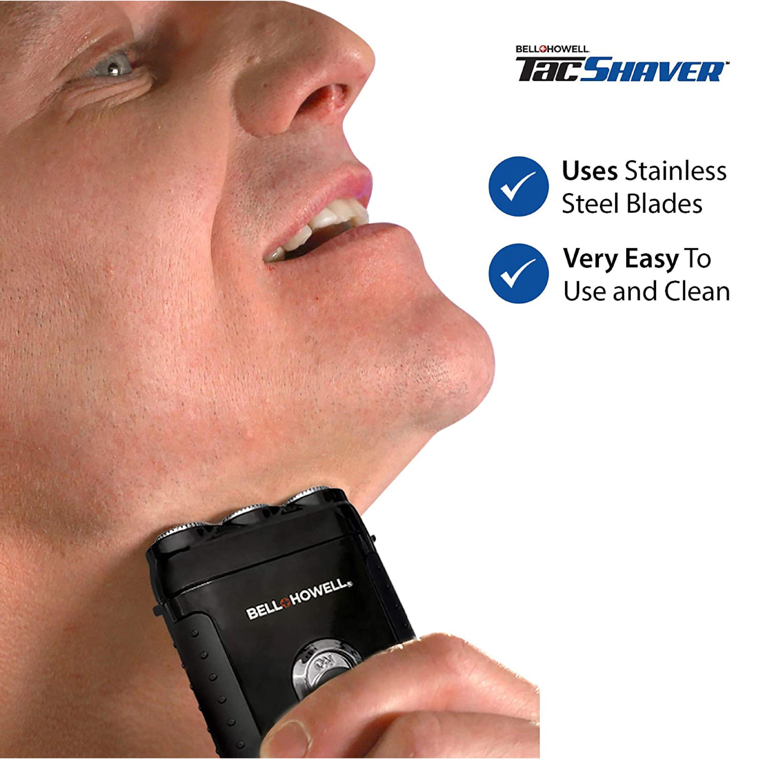 Bell+Howell Tac Shaver, Mustache and Beard Rotary Shaver with pop-up Trimmer (Deluxe-Rechargeable), As Seen on TV